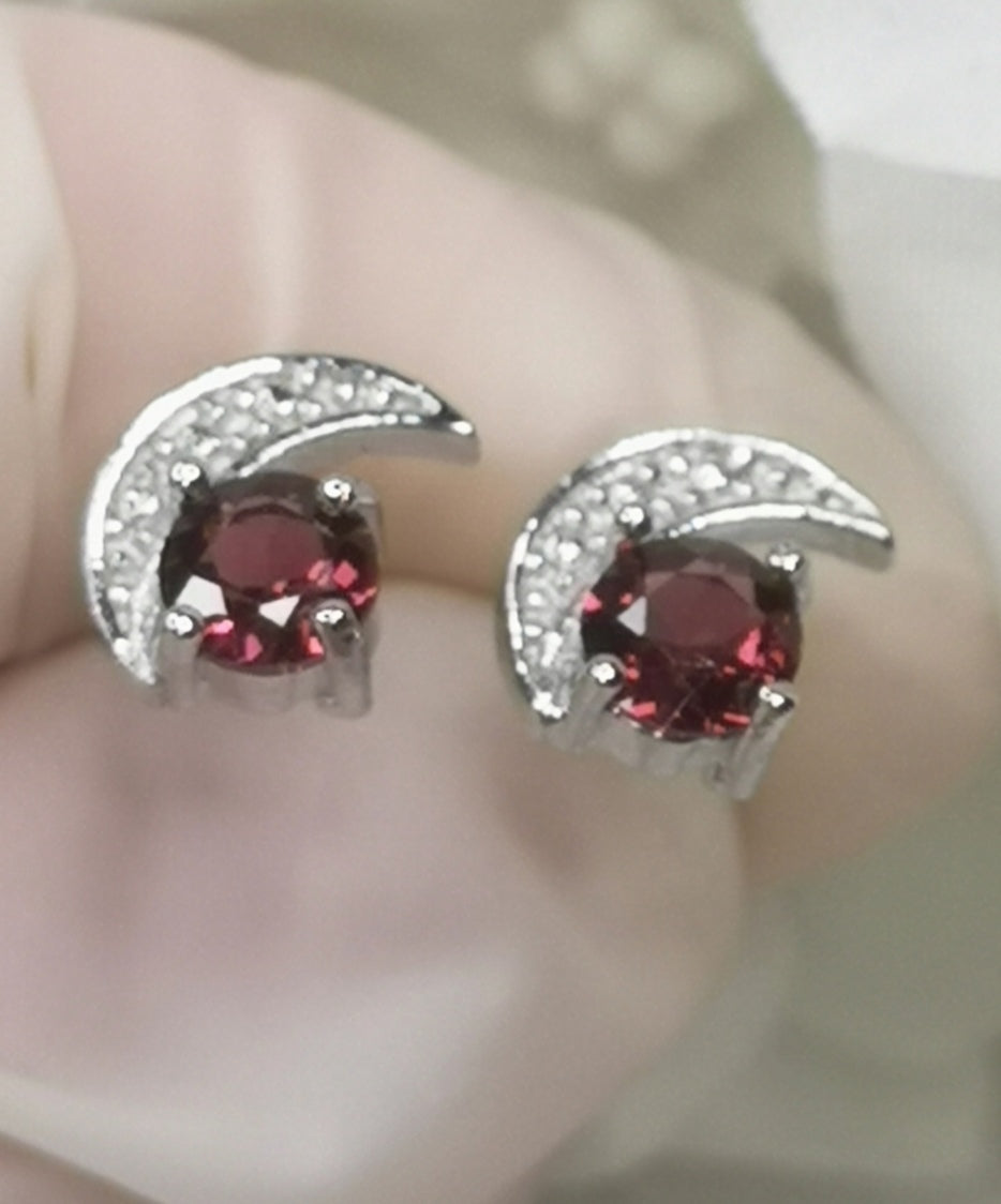 Purple Granat Edelstein, 925 Silber Ohrringe