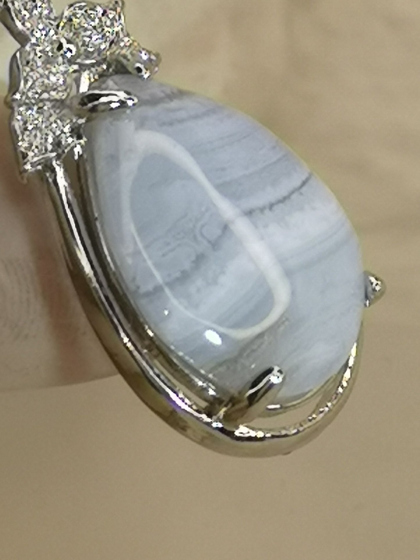 Blue Less Achat Edelstein, Kupfer Ketten Anhänger