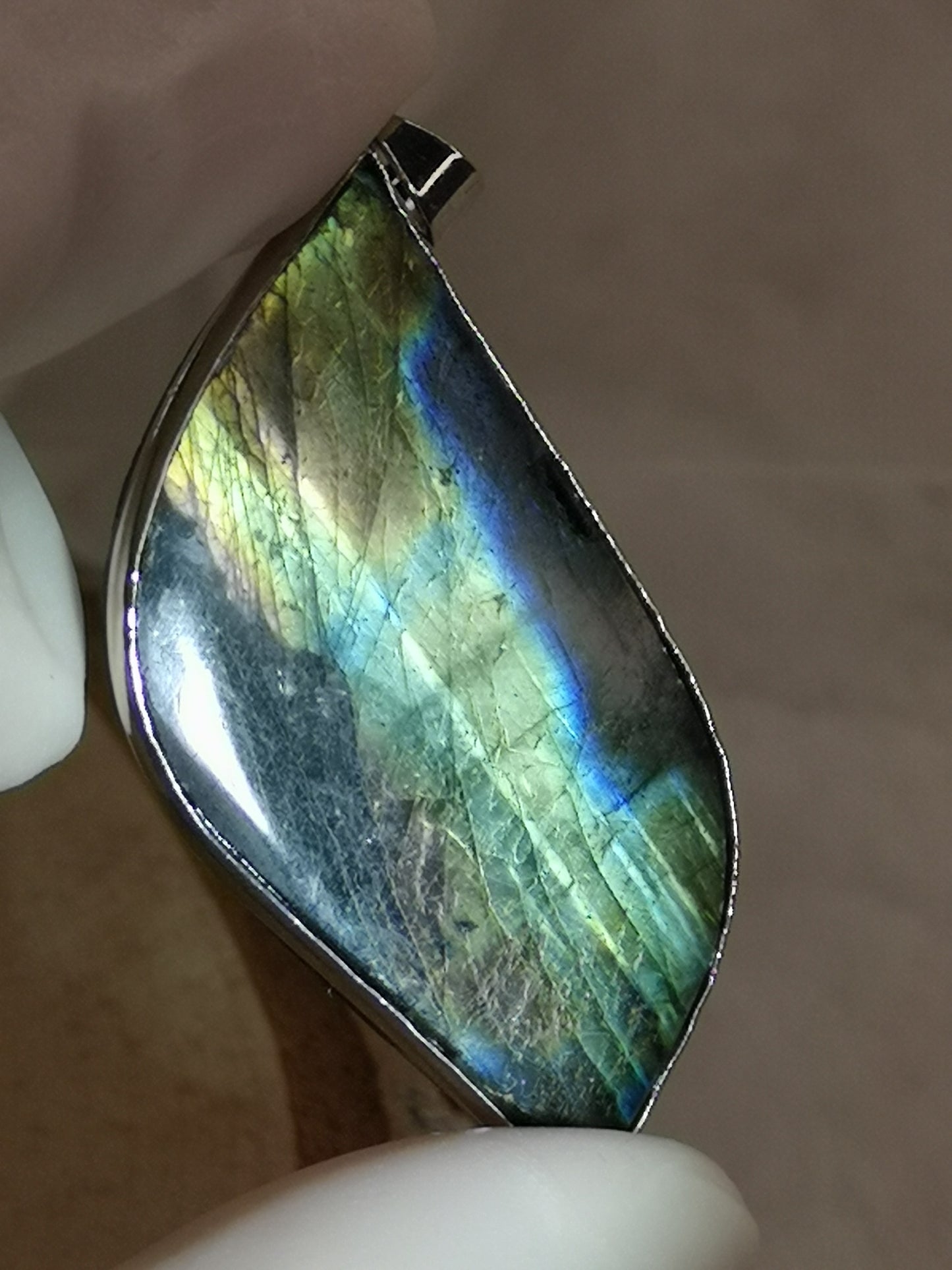 Labradorite Edelstein Tropfen, Kupfer Ketten Anhänger
