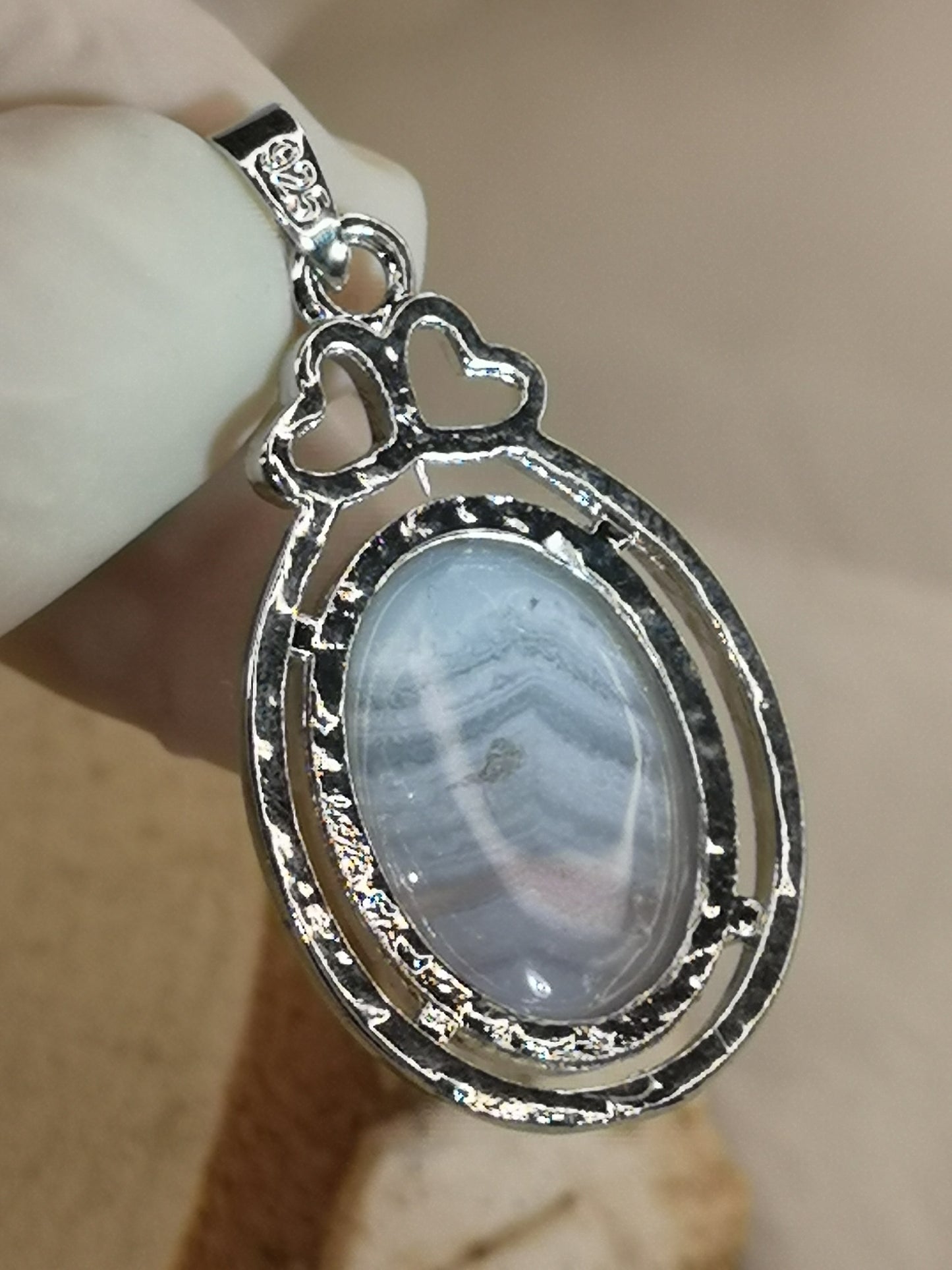 Blue Lace Achat Edelstein Kupfer Ketten Anhänger