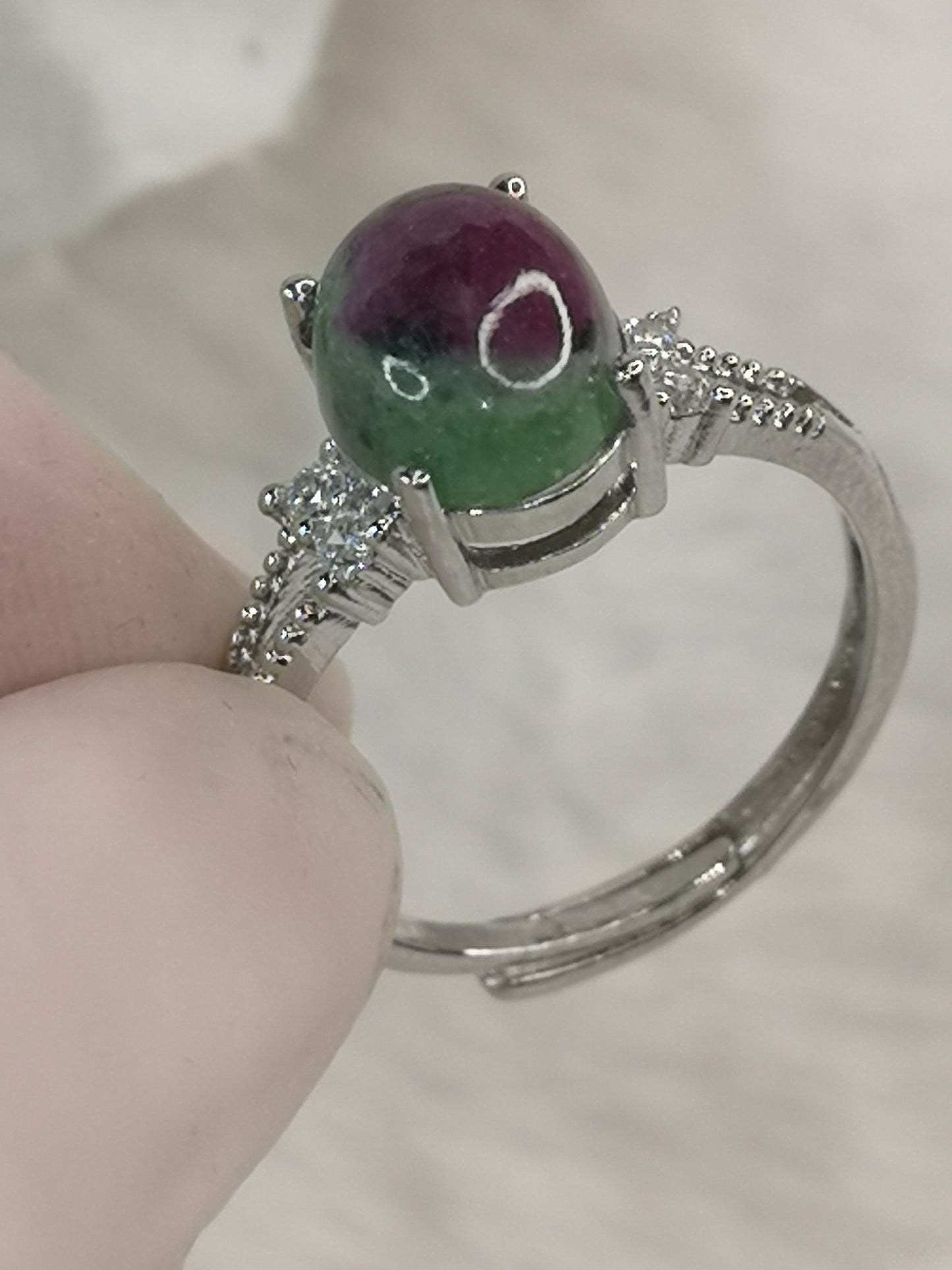 Rubin Zoisit, Kupfer Ring, verstellbar.