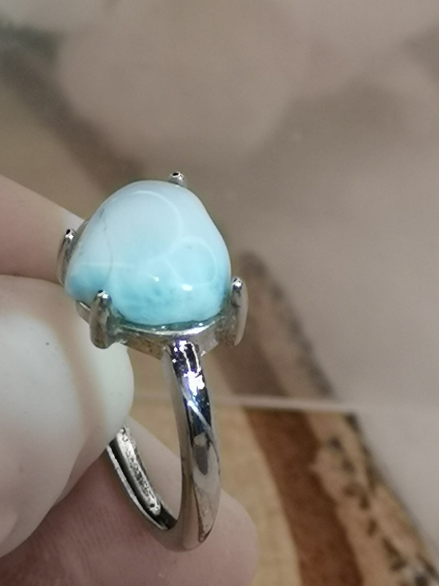 Larimar Edelstein, Kupfer Ring verstellbar