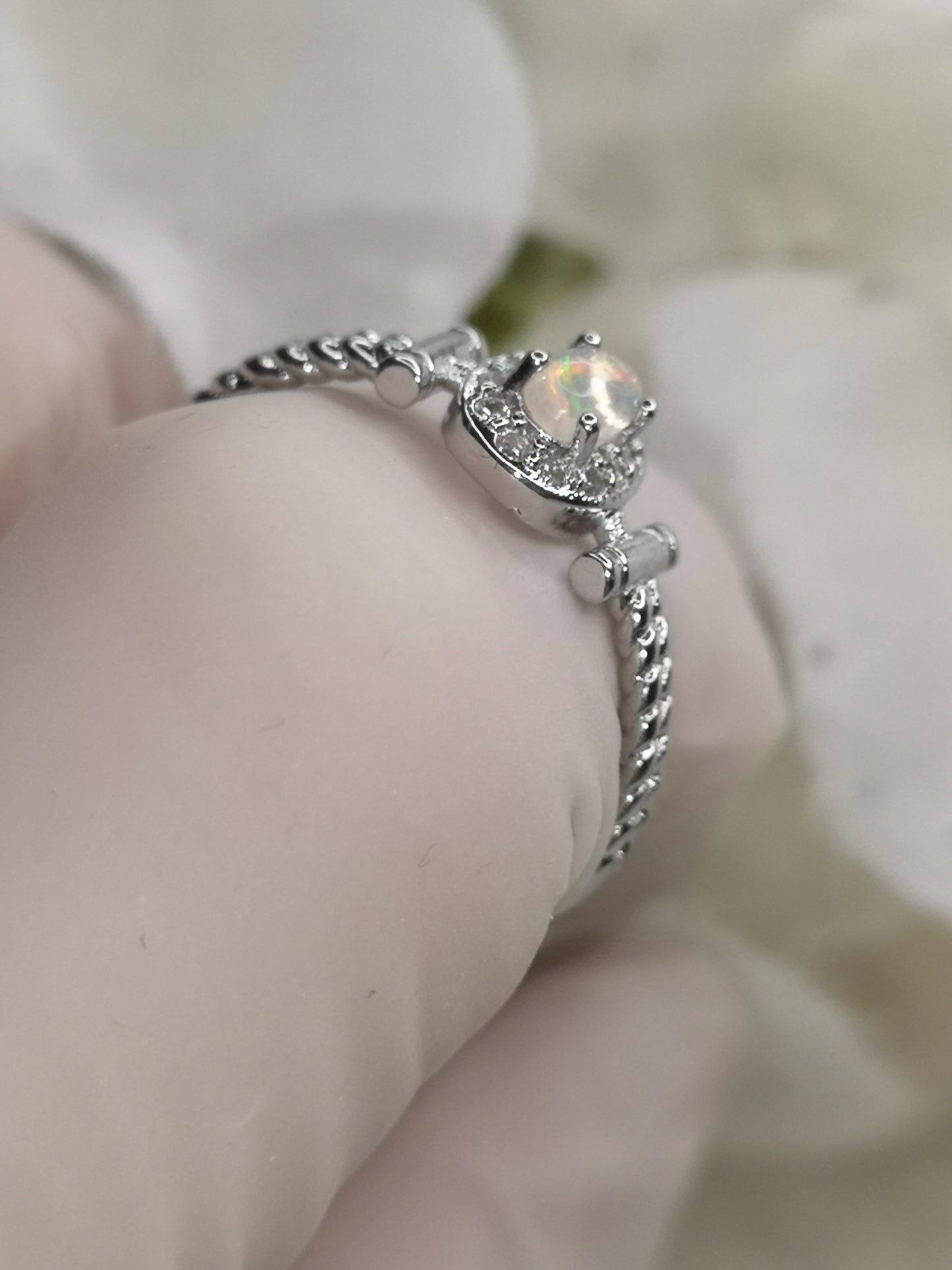 Opal 925 Silber Ring, verstellbar