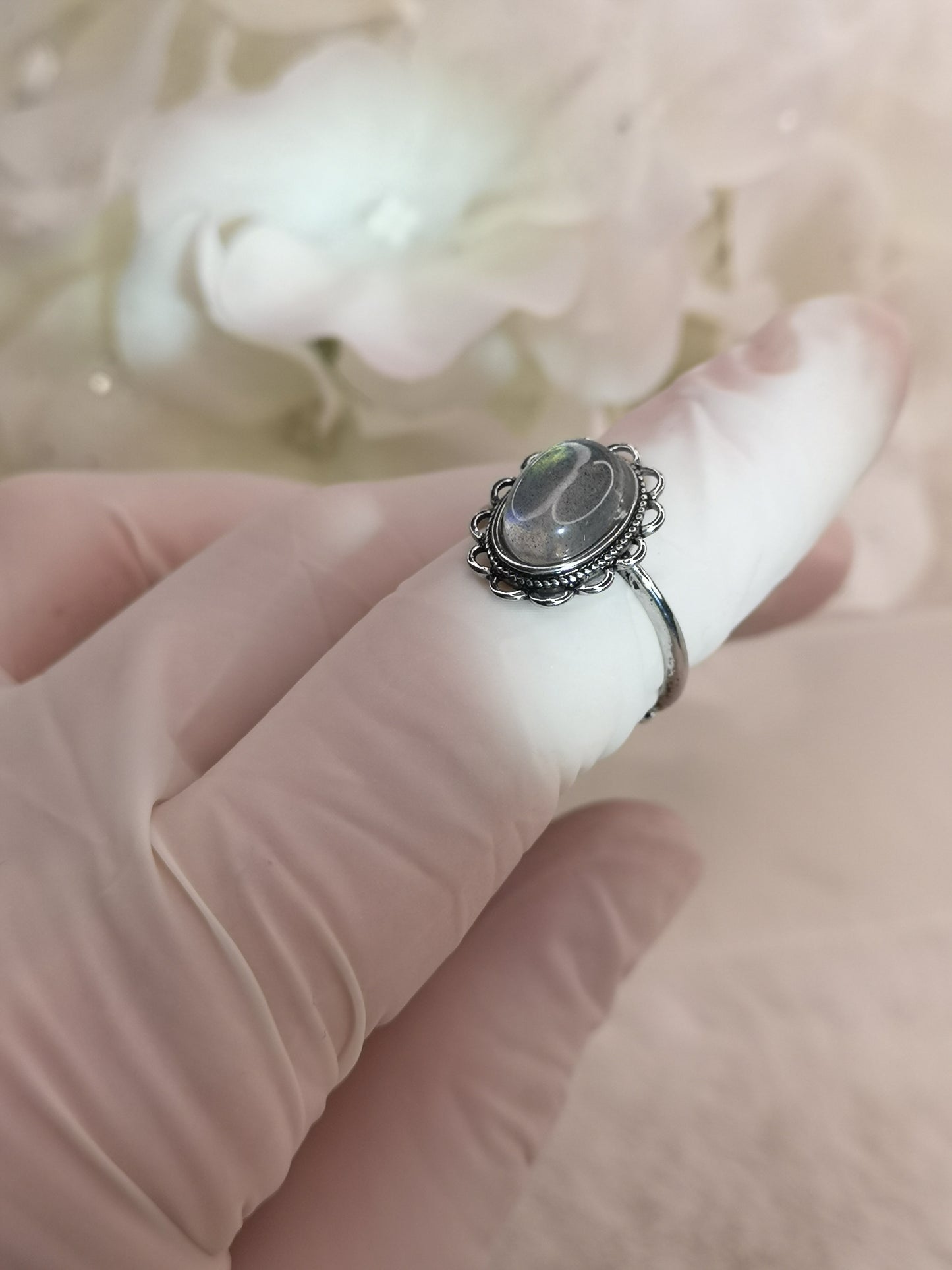 Labradorite Edelstein Kupfer Ring verstellbar