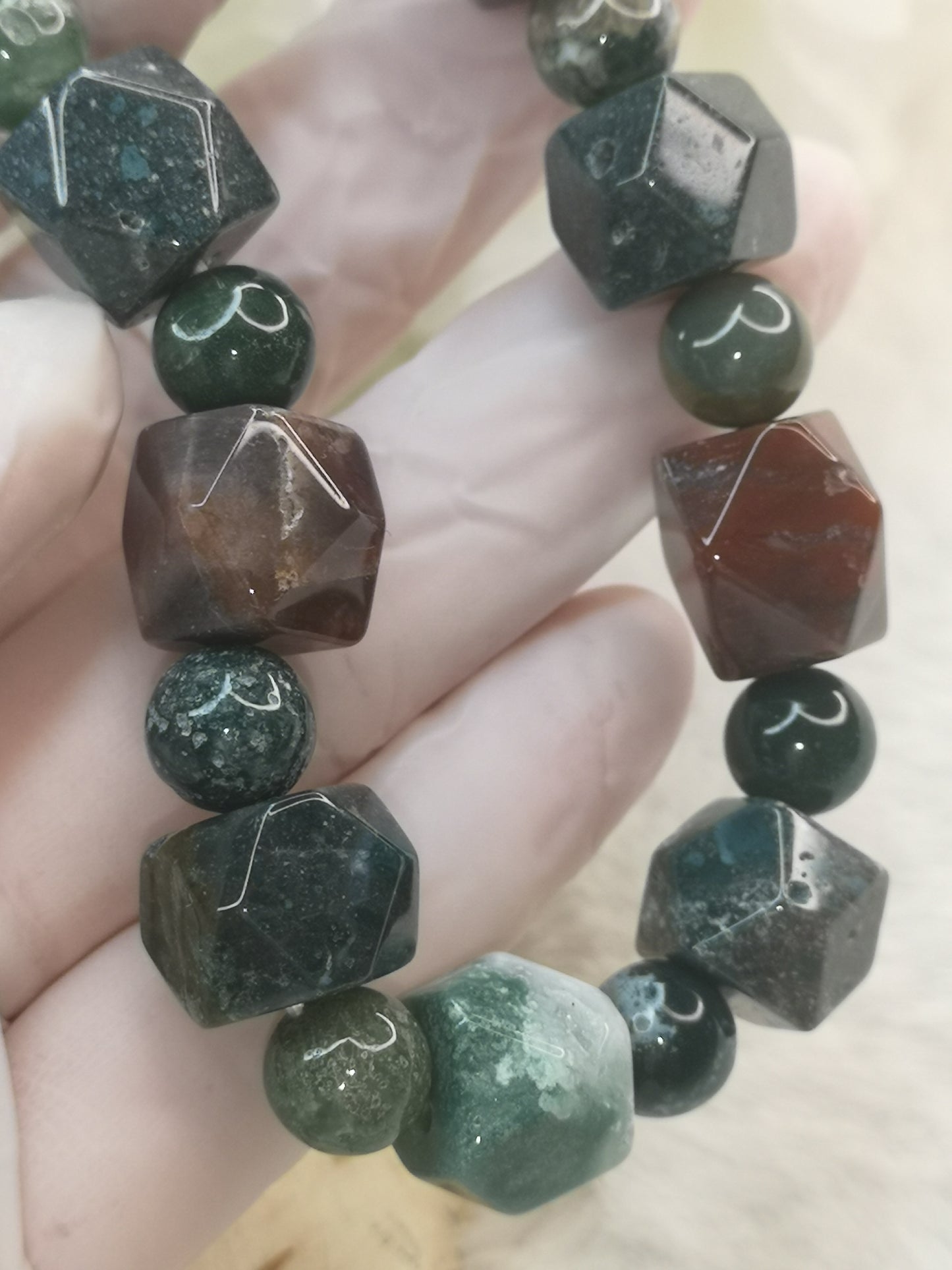 Moos Achat Edelstein, Armband