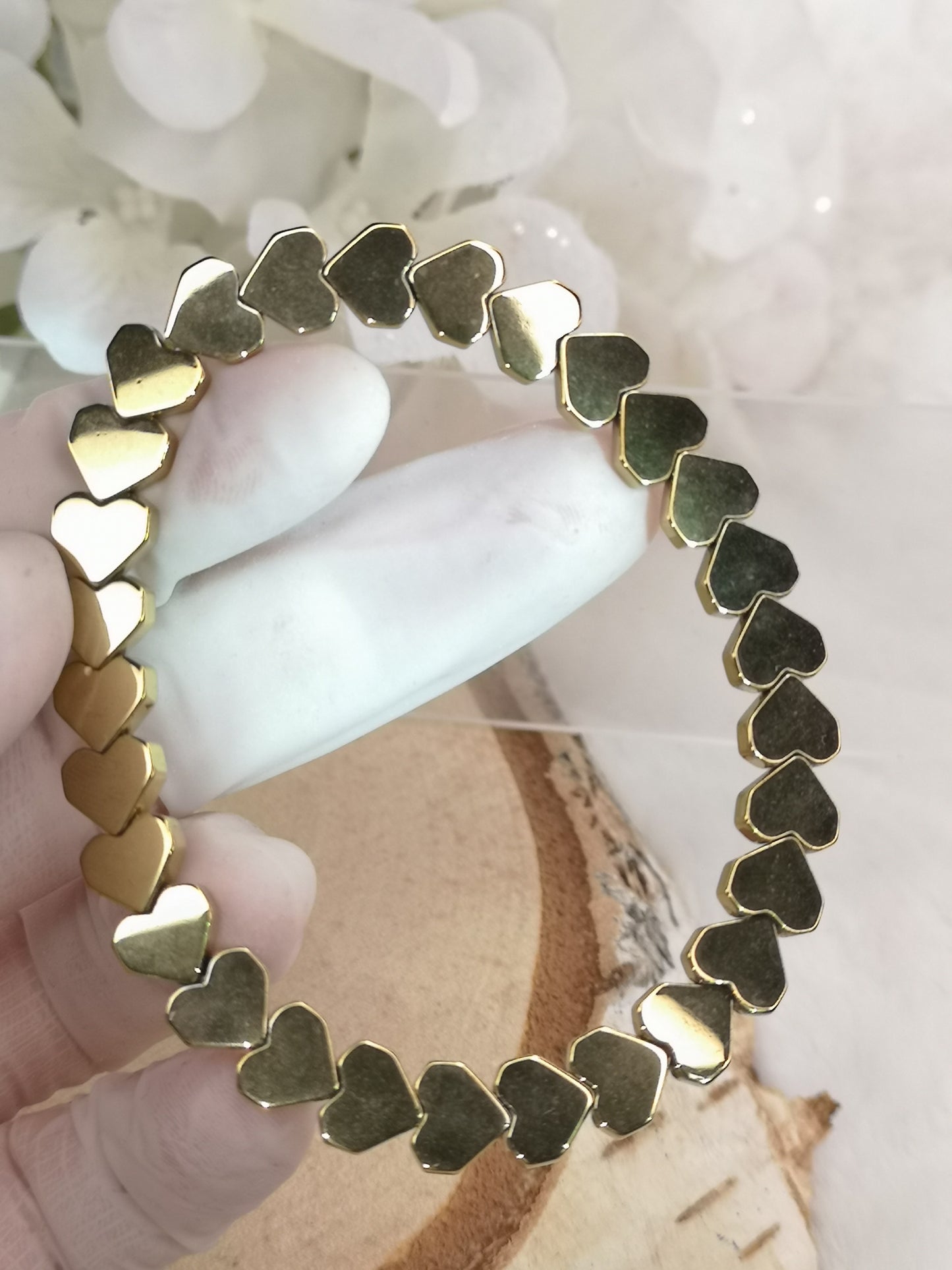 Pyrit Herz Armband, dehnbar