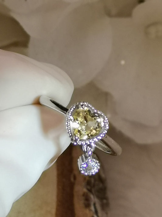 Citrin Herz Edelstein, Kupfer Ring verstellbar