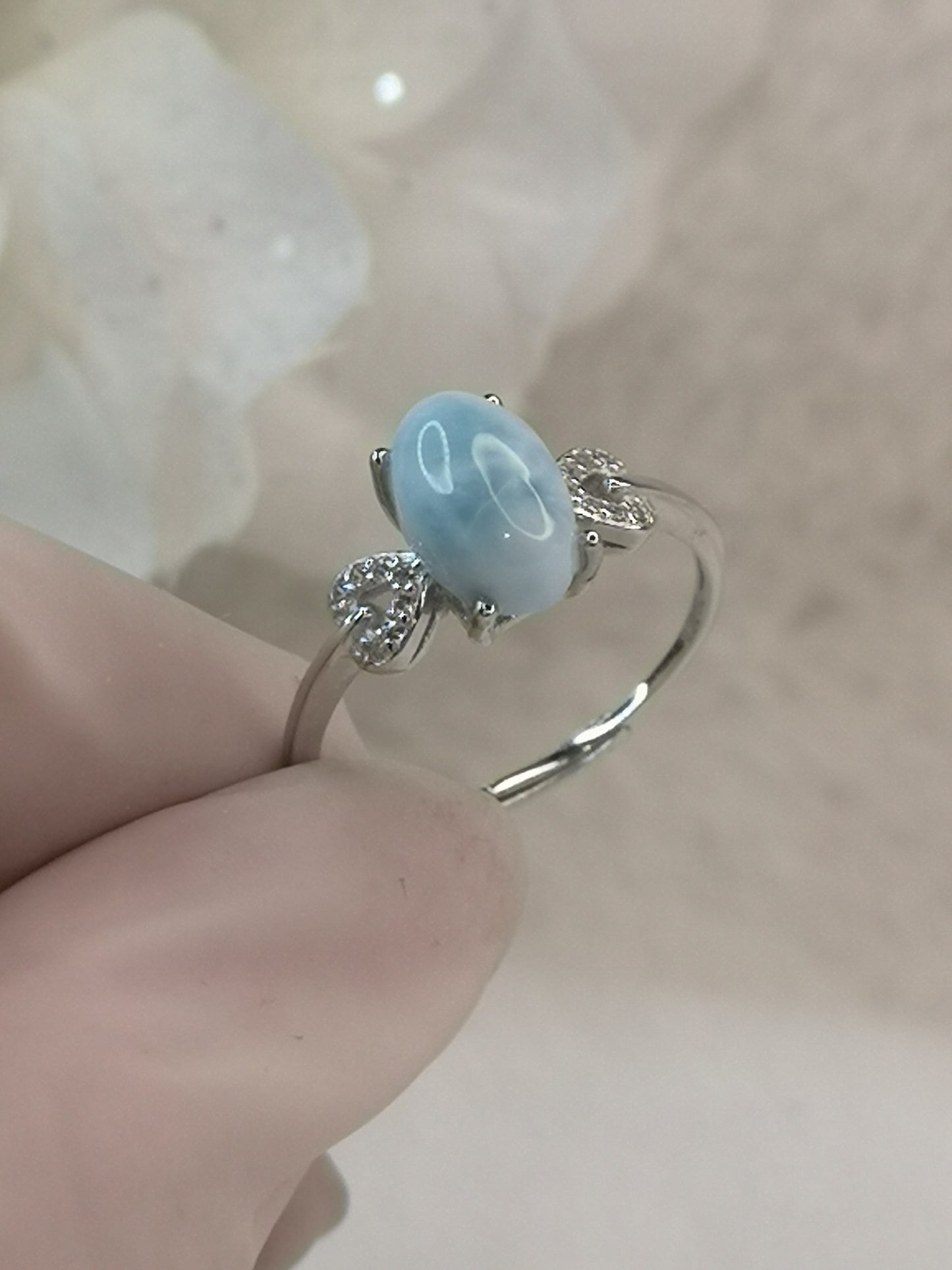 Larimar 925 Silber Ring, verstellbar