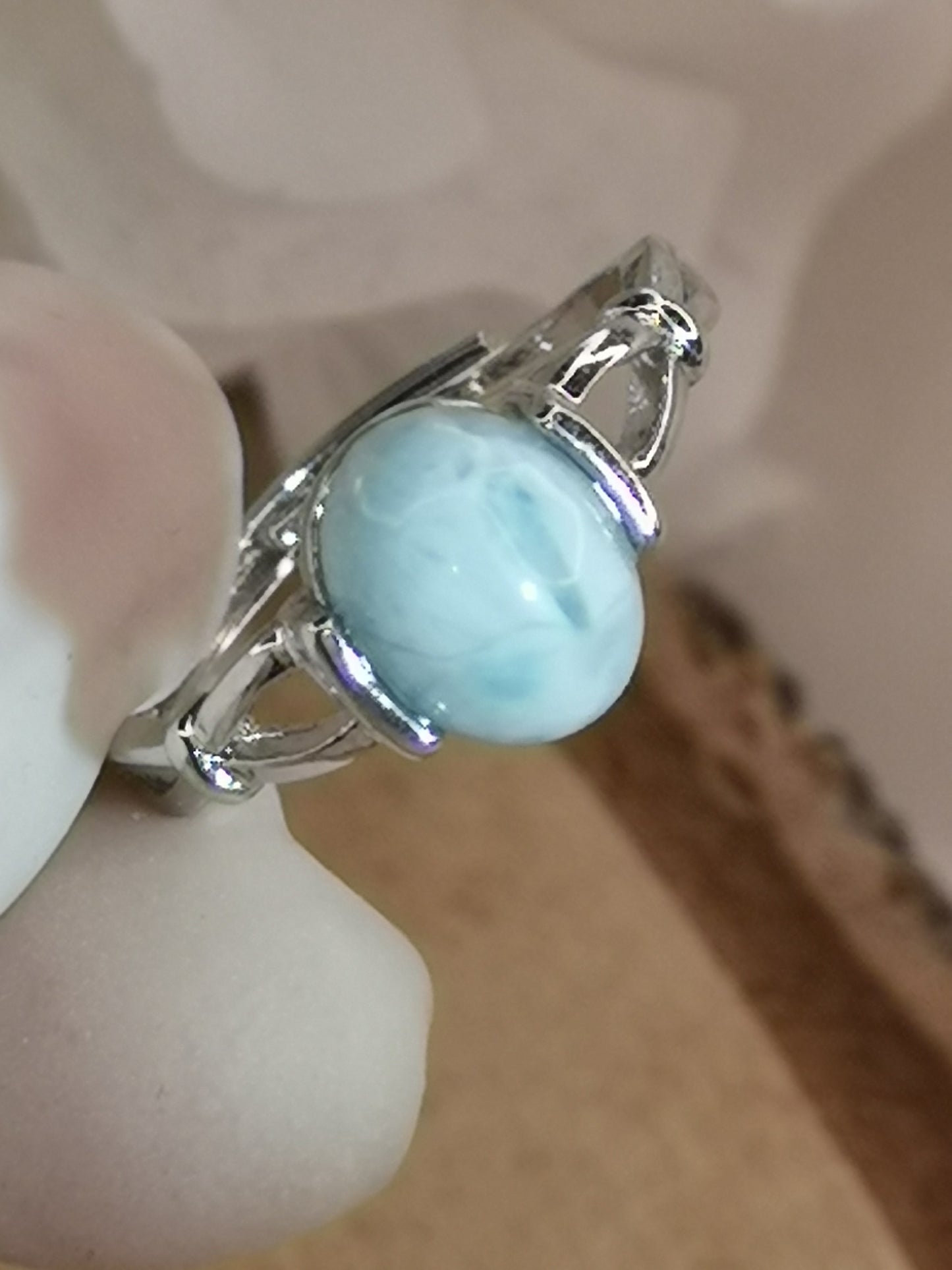 Larimar Edelstein Kupfer Ring verstellbar
