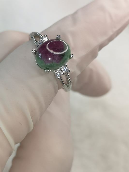 Rubin Zoisit, Kupfer Ring, verstellbar.