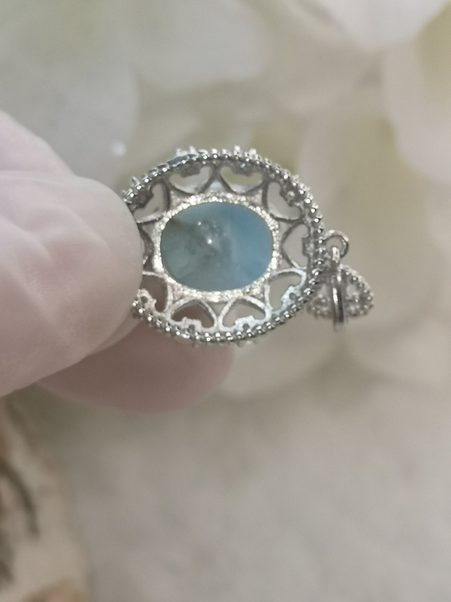 Larimar Edelstein, Kupfer Ketten Anhänger