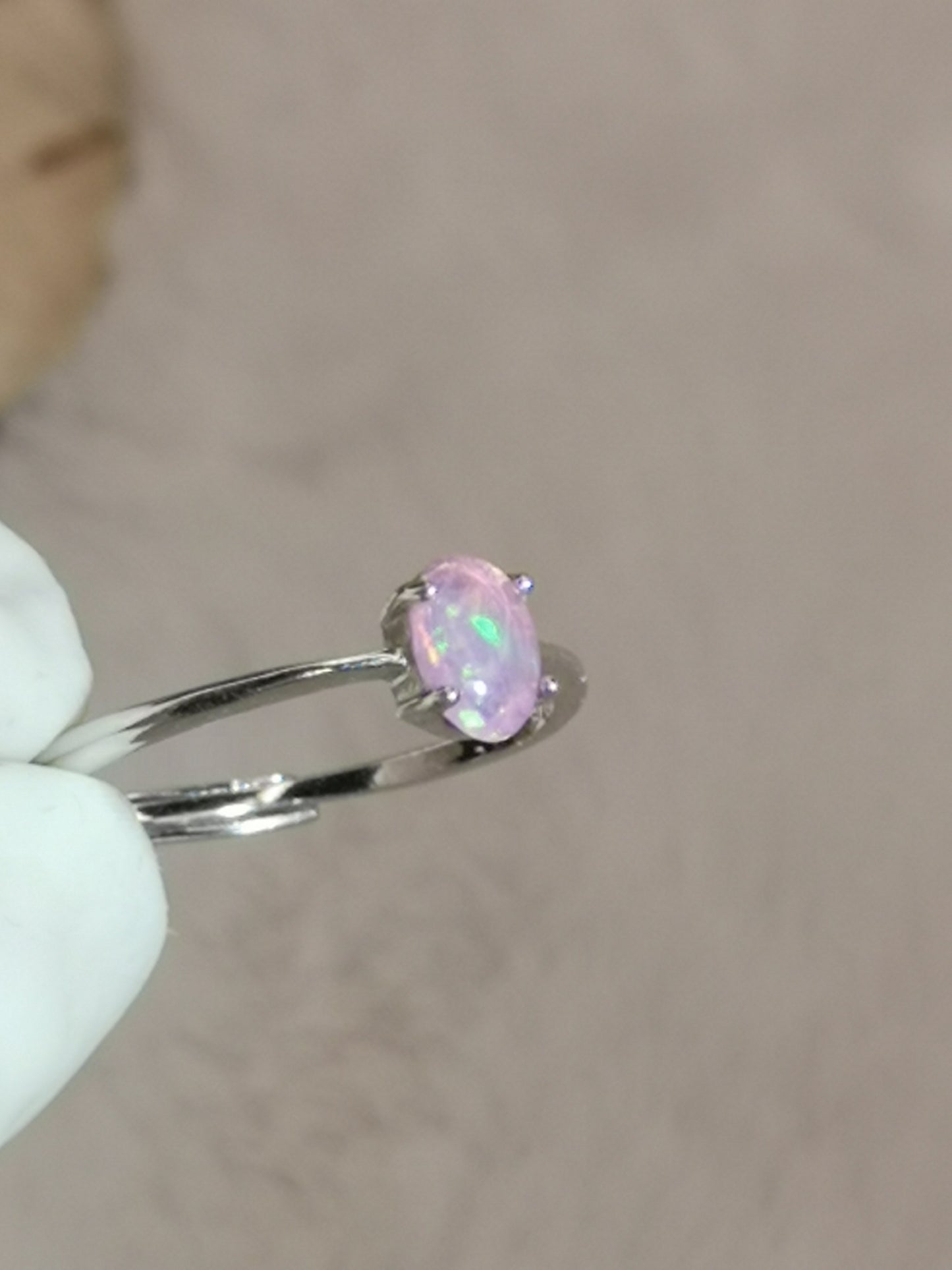 Rosa Opal Edelstein, 925 Silber Ring