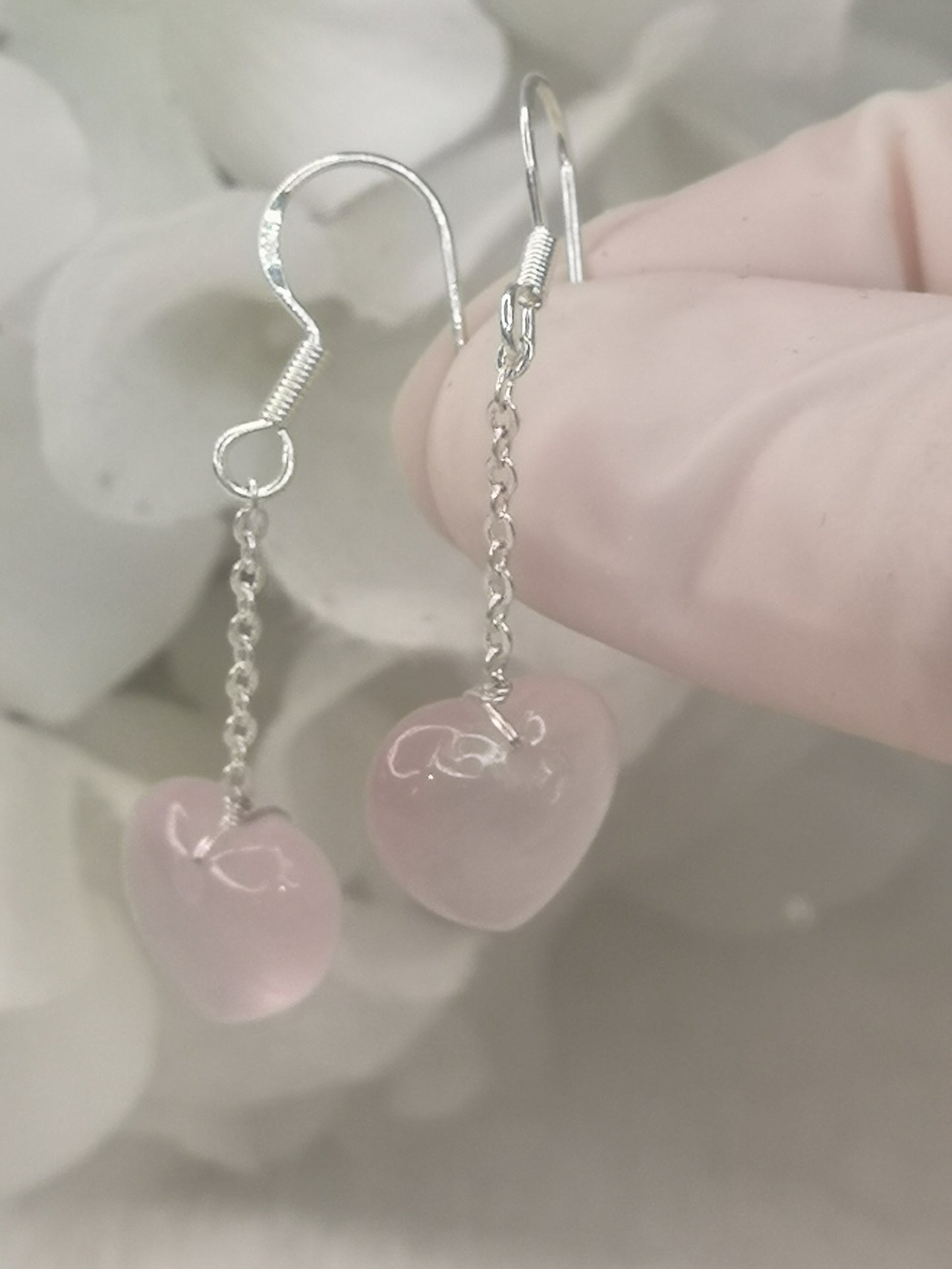 Rosenquarz 925 Silber Ohrringe