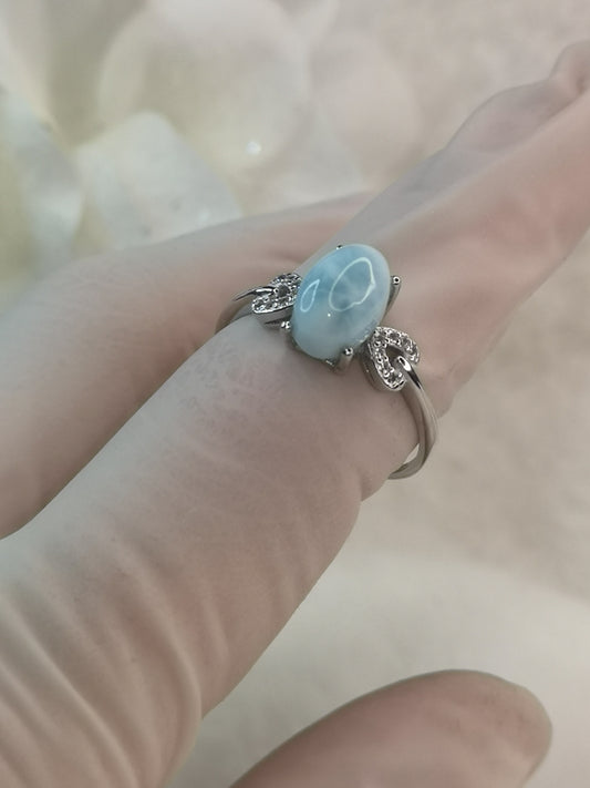 Larimar 925 Silber Ring, verstellbar