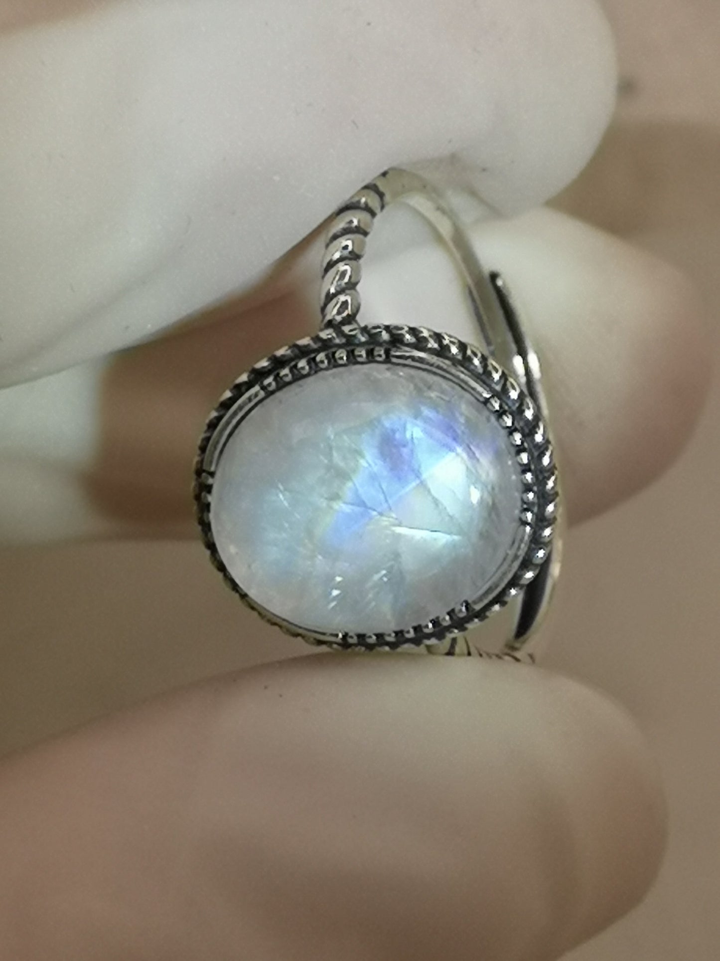 Moonstone 925 Silber Ring verstellbar Edelstein Schmuck