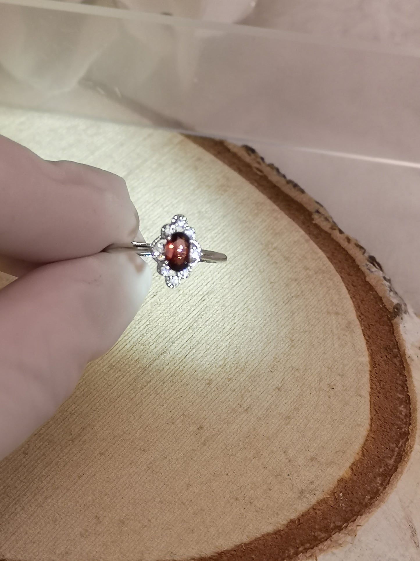 Granat Edelstein, Kupfer Ring verstellbar