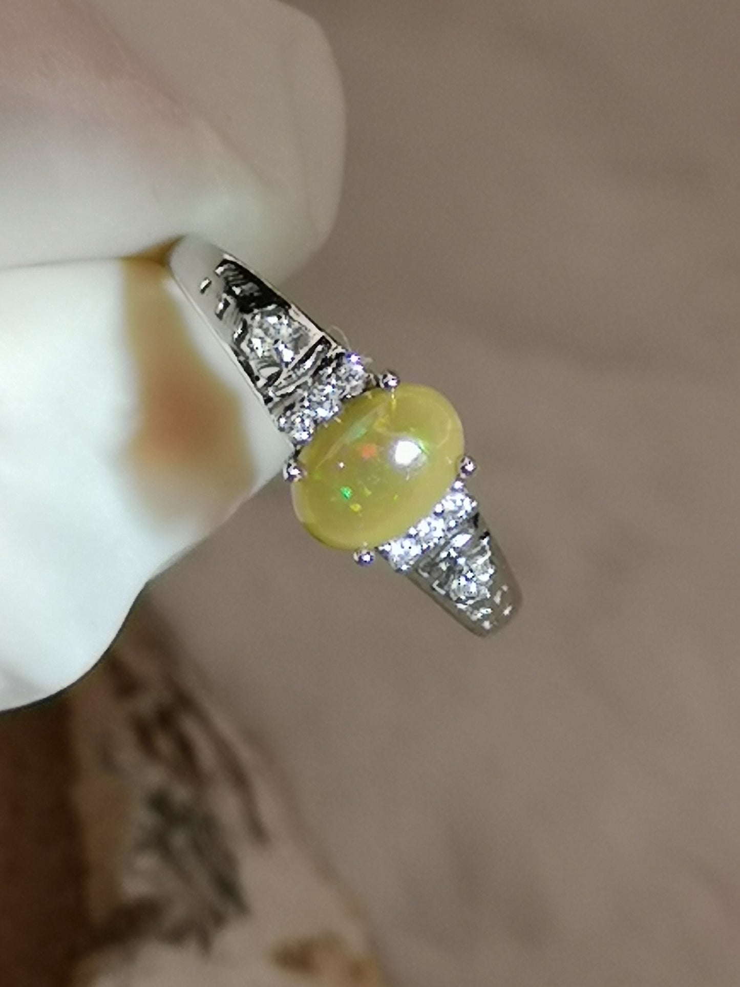 Opal Edelstein, Kupfer Ring, verstellbar