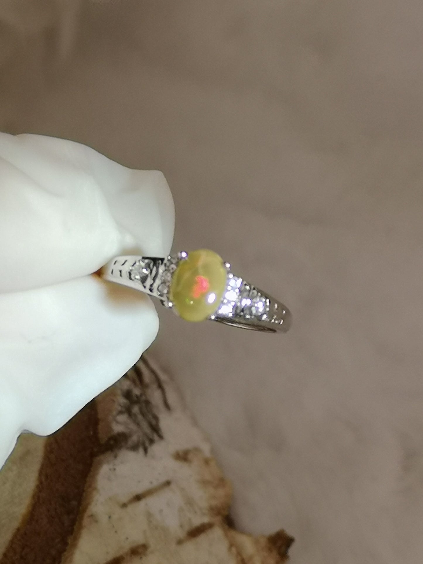 Opal Edelstein, Kupfer Ring, verstellbar