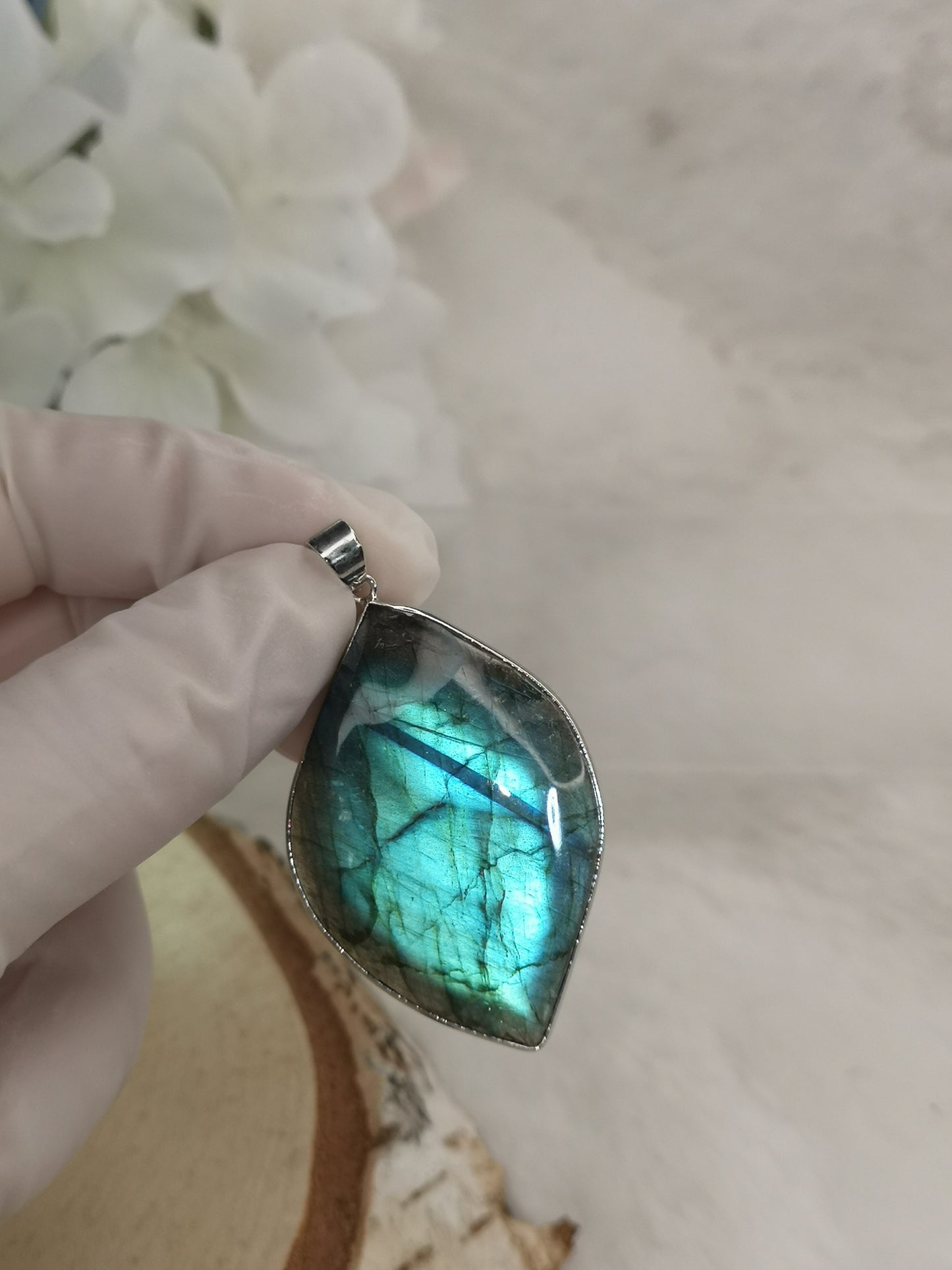 Labradorite Edelstein Tropfen, Kupfer Ketten Anhänger