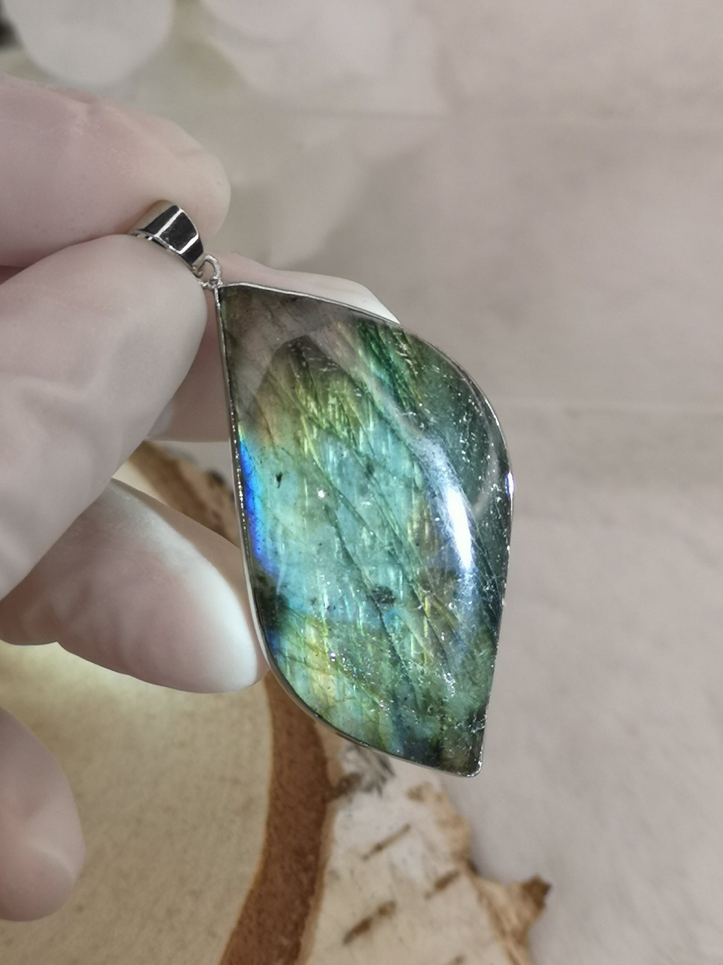 Labradorite Edelstein Tropfen, Kupfer Ketten Anhänger