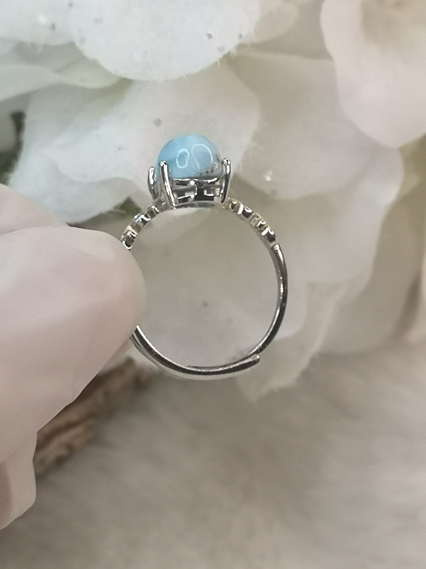 Larimar 925 Silber Ring, verstellbar