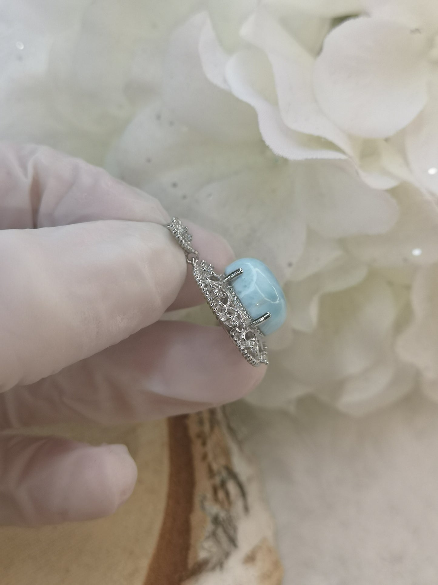Larimar Edelstein, Kupfer Ketten Anhänger