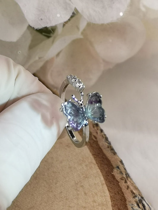 Fluorite Edelstein Schmetterling Kupfer Ring