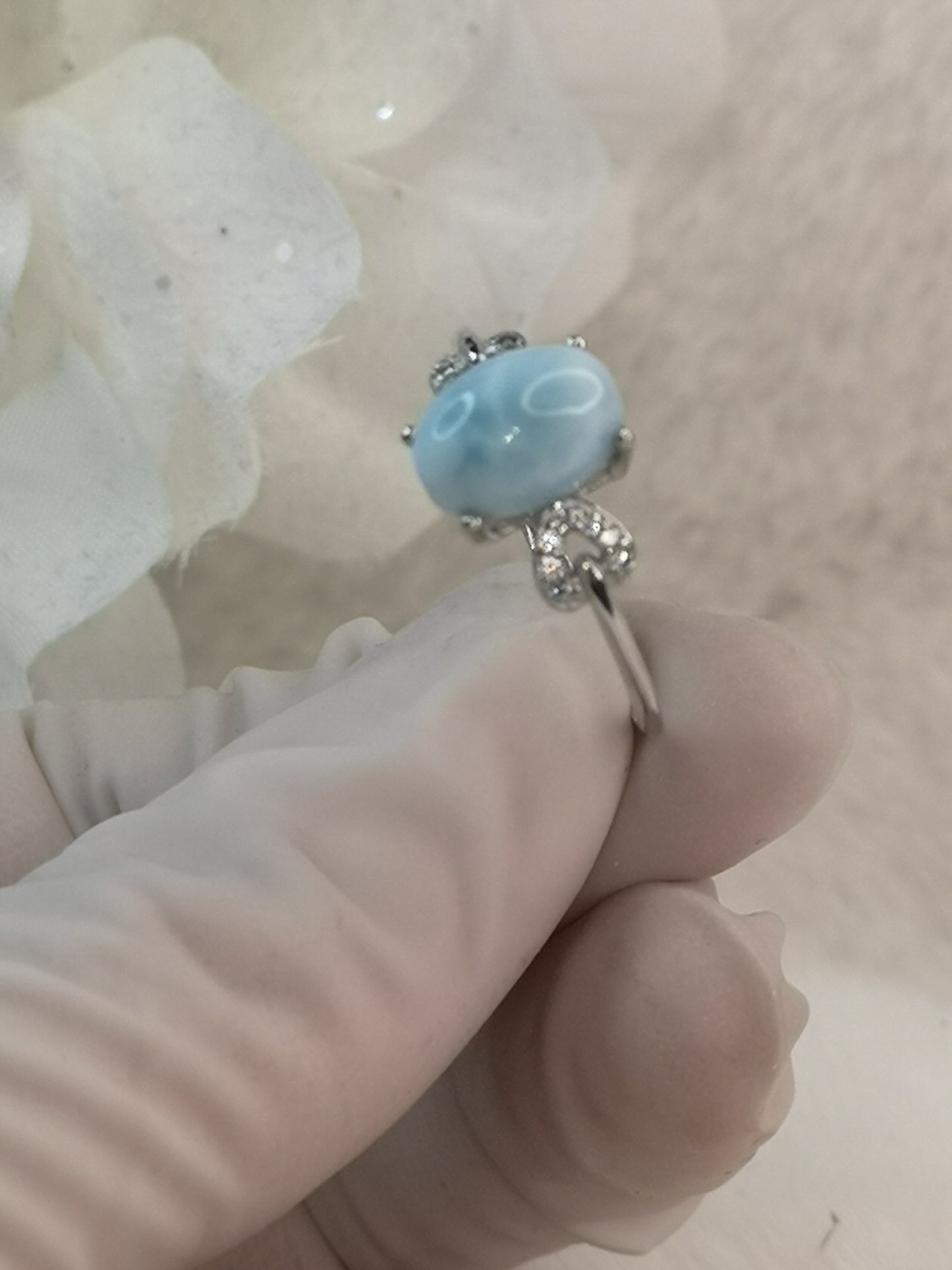 Larimar 925 Silber Ring, verstellbar
