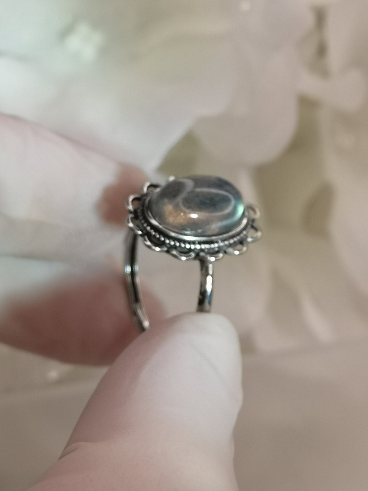 Labradorite Edelstein Kupfer Ring verstellbar