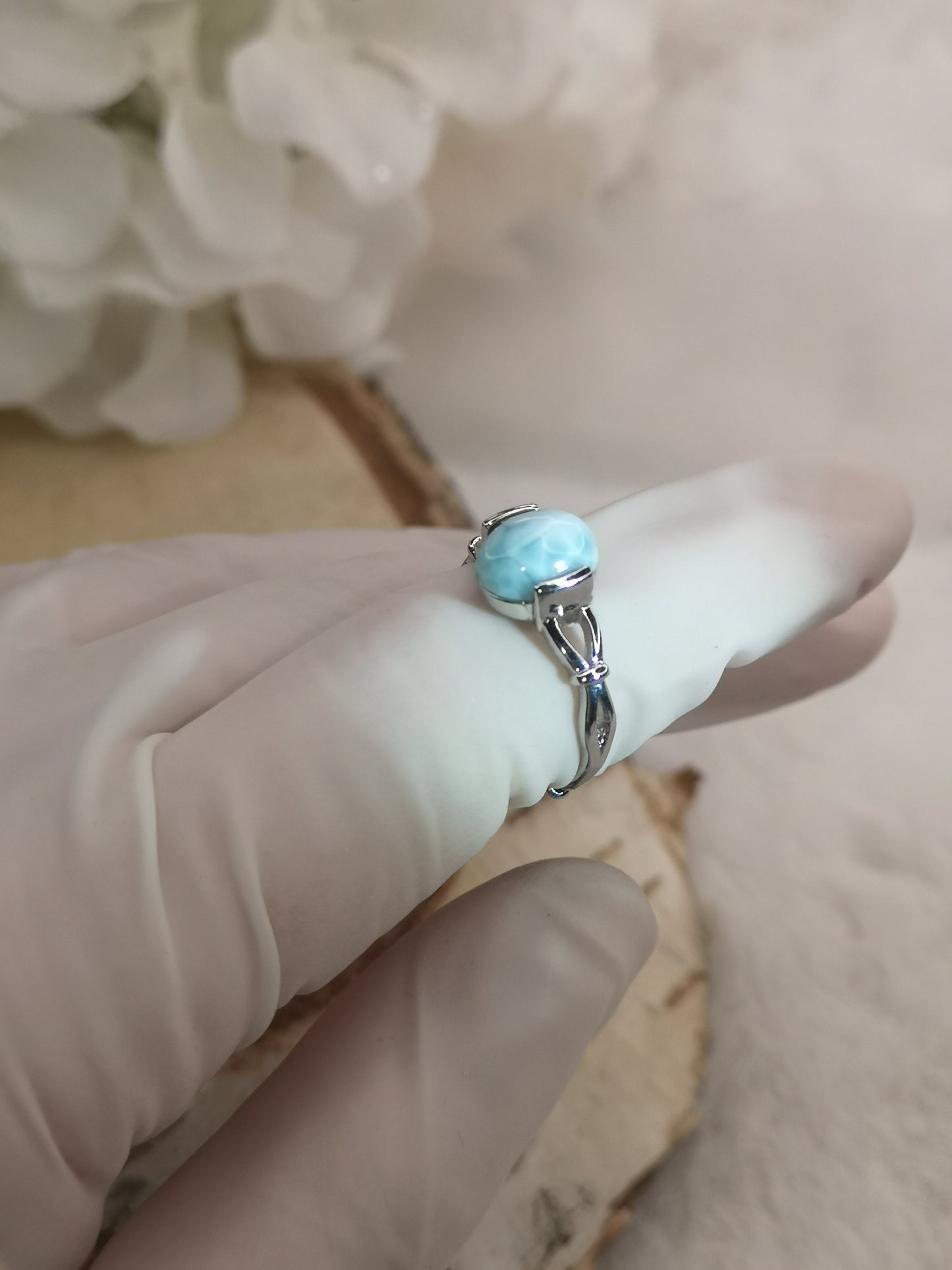 Larimar Edelstein Kupfer Ring verstellbar