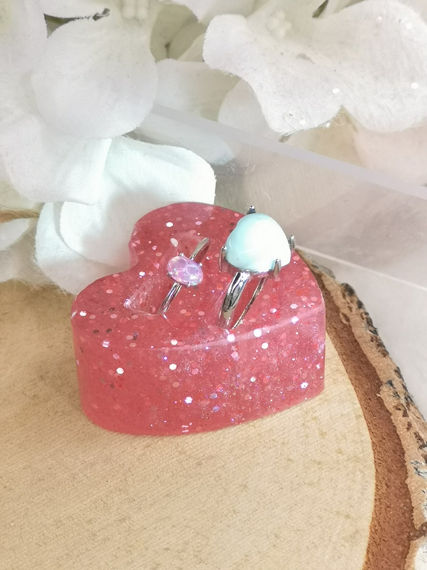 Herz Ring Halter aus Kunstharz Unikat Resinart Handmade #dayza