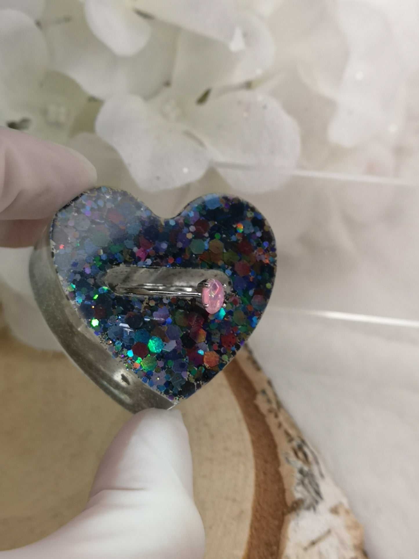 Ring Halter Herzform aus Kunstharz Unikat Resinart Handmade #dayza