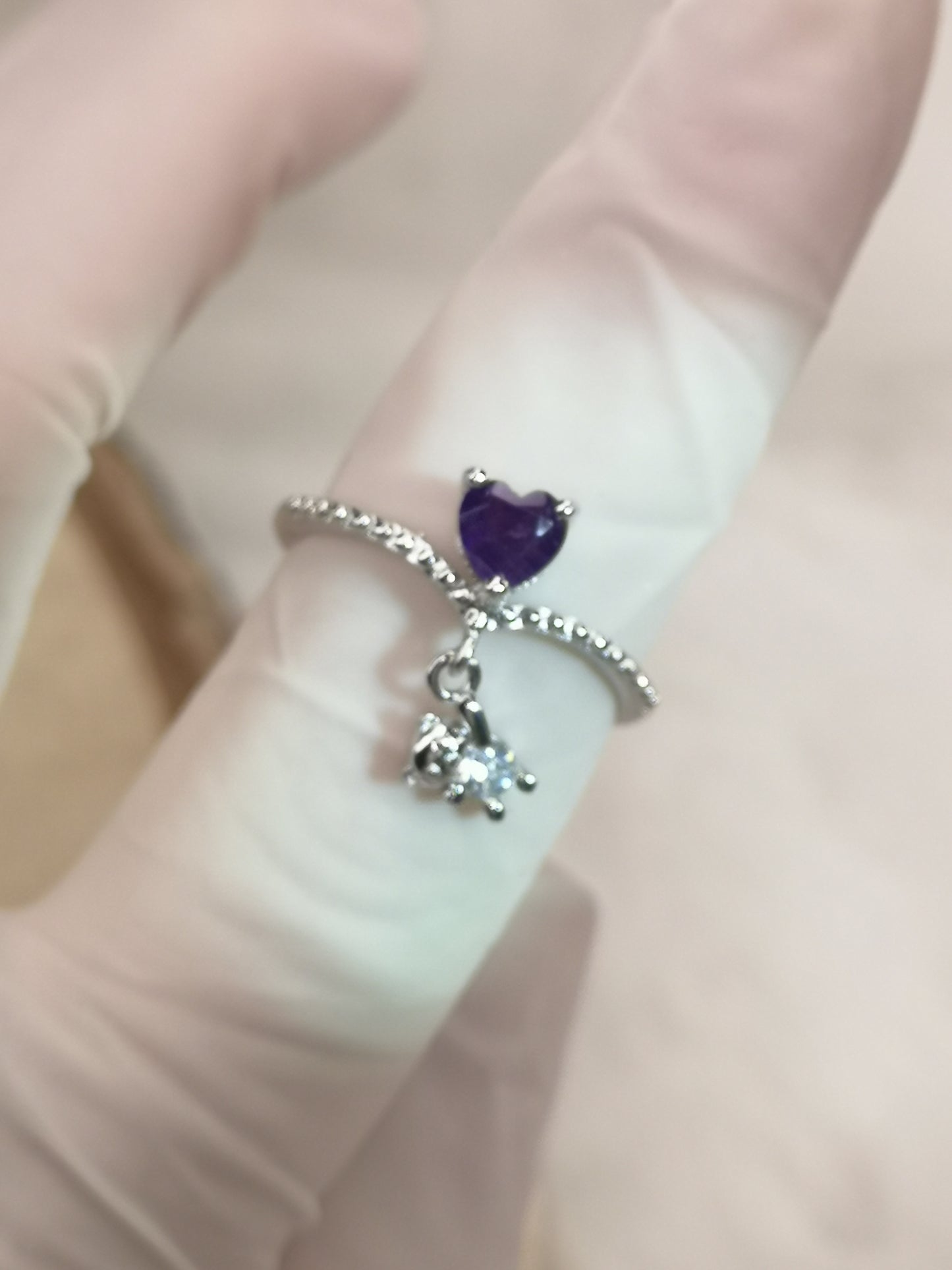 Amethyst Edelstein, Kupfer Ring verstellbar