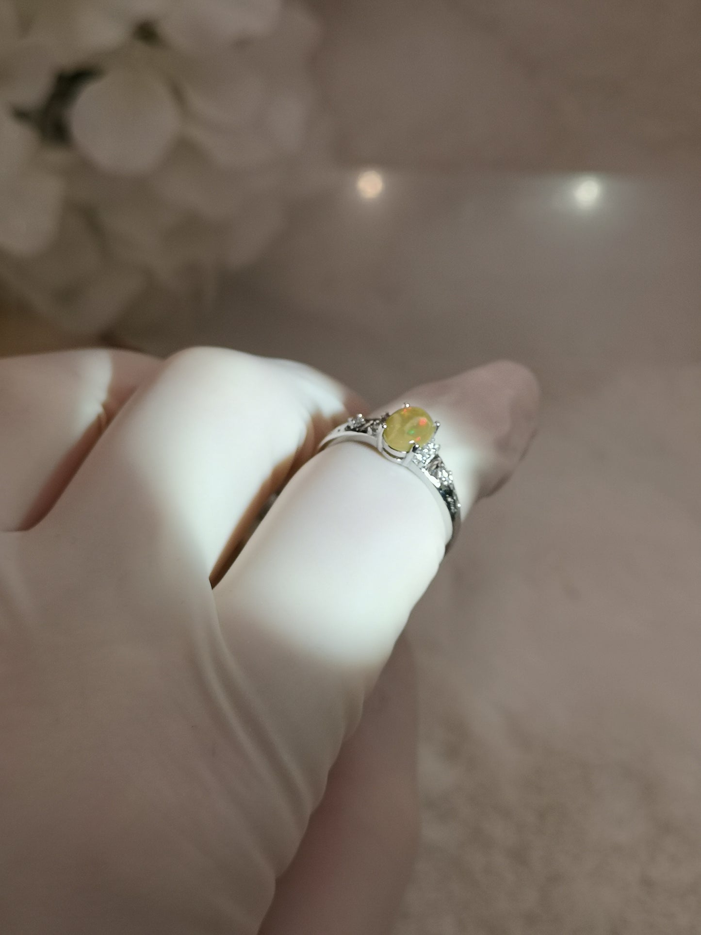 Opal Edelstein, Kupfer Ring, verstellbar