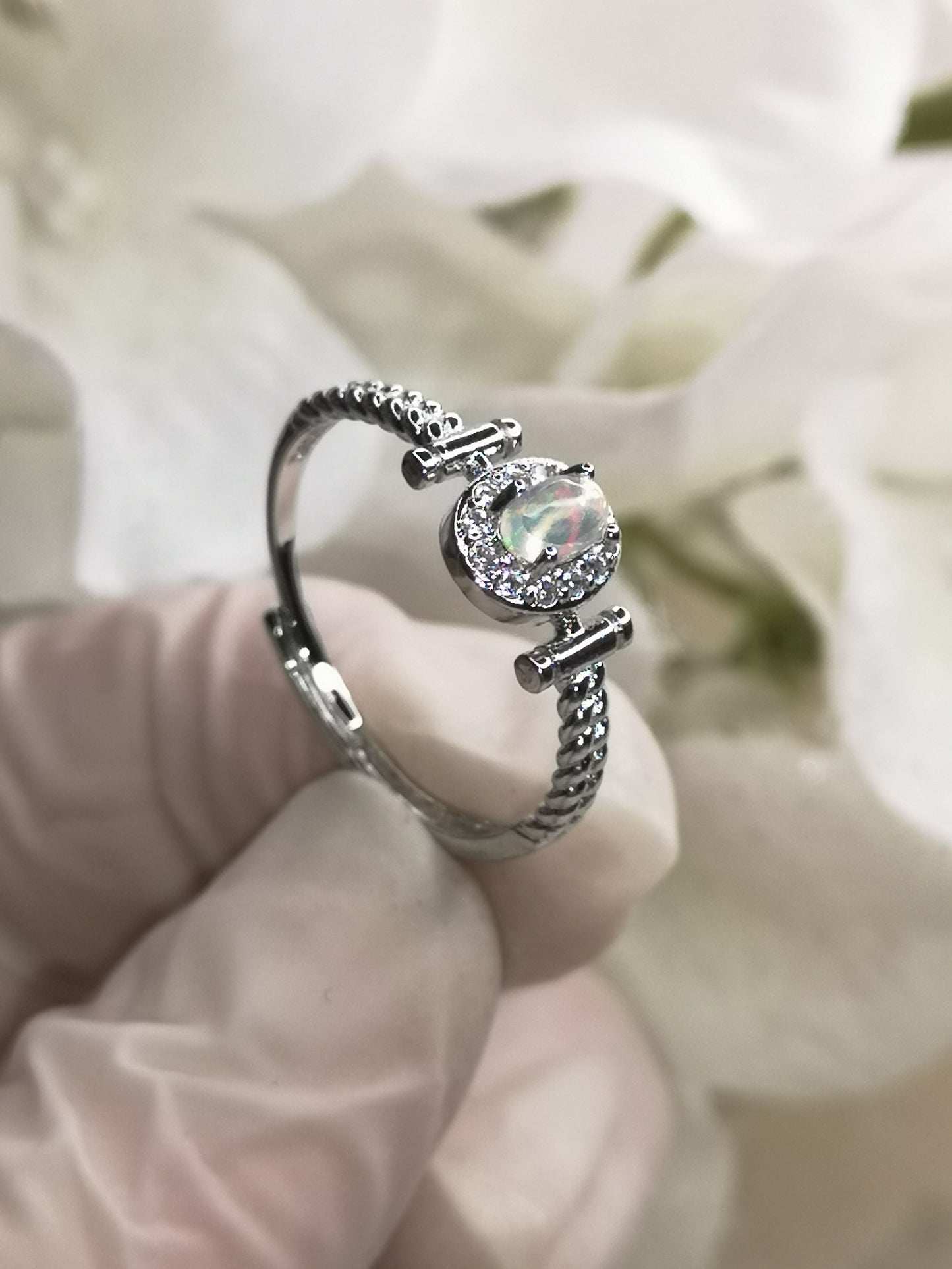 Opal 925 Silber Ring, verstellbar