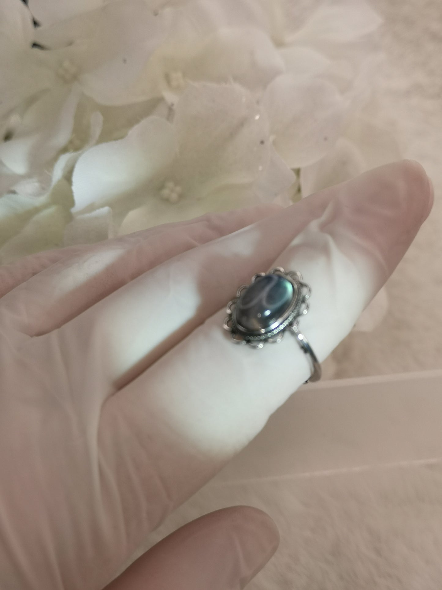 Labradorite Edelstein Kupfer Ring verstellbar