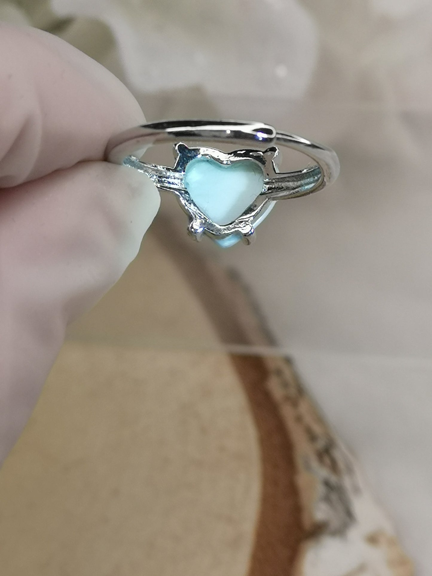 Larimar Edelstein, Kupfer Ring verstellbar