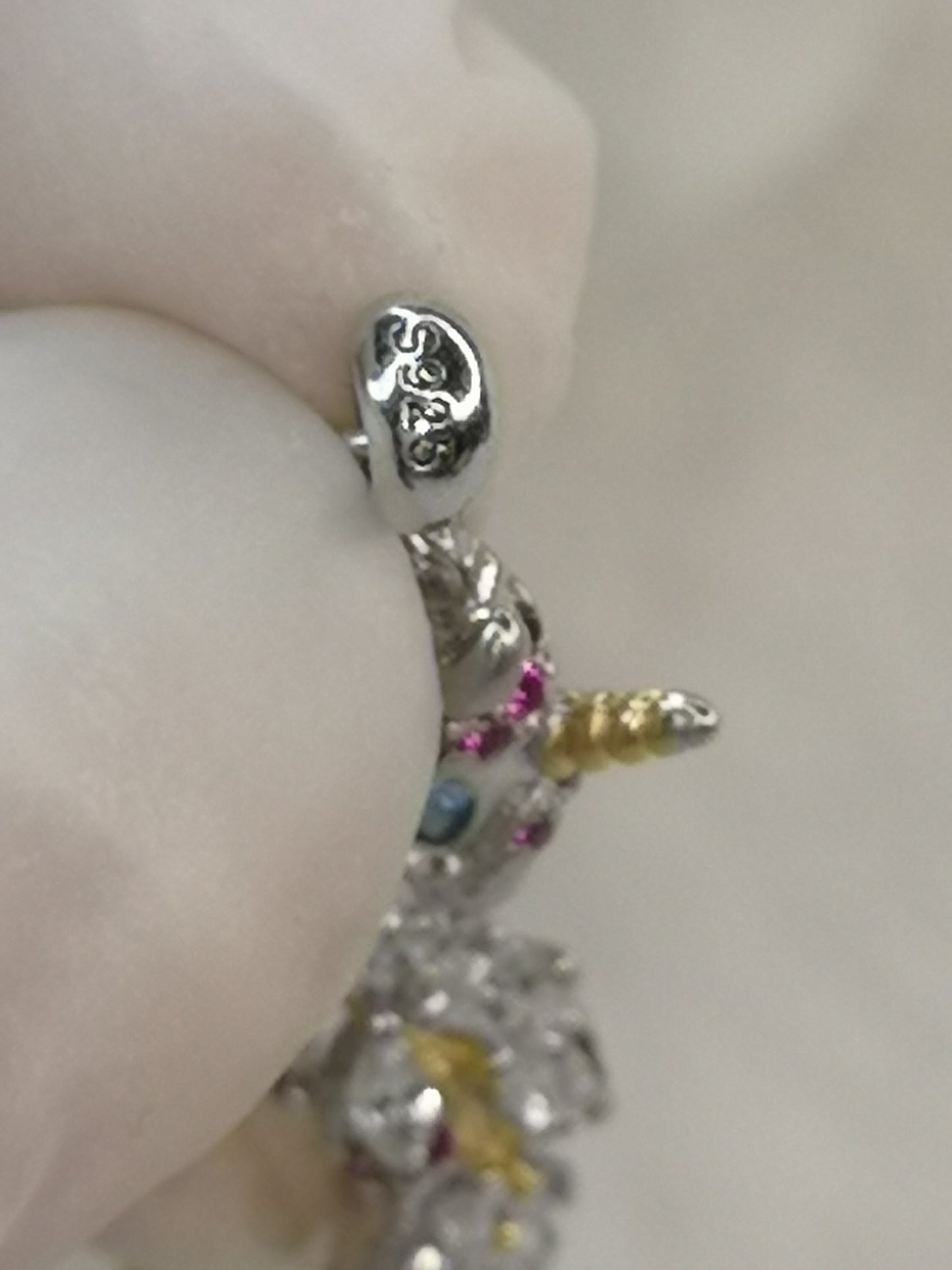 Opal Edelstein, 925 Silber Ketten Anhänger, Einhorn Design