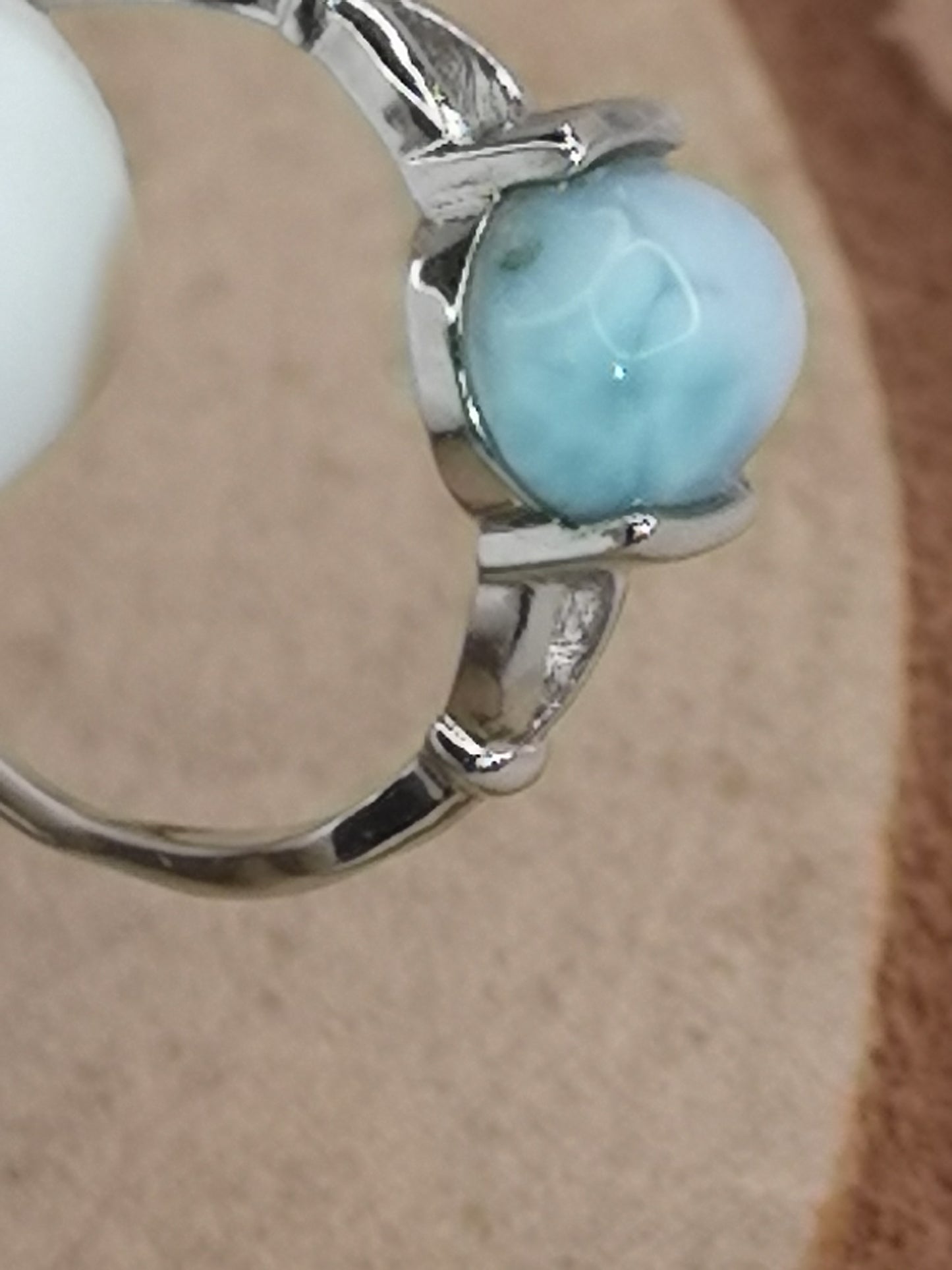 Larimar Edelstein Kupfer Ring verstellbar
