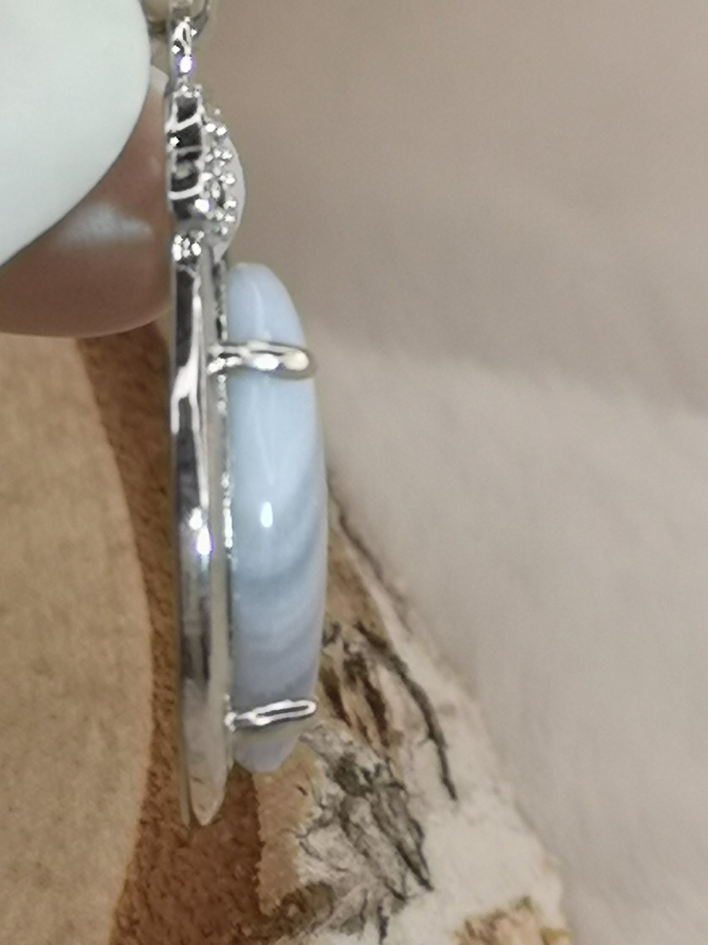 Blue Lace Achat Edelstein Kupfer Ketten Anhänger