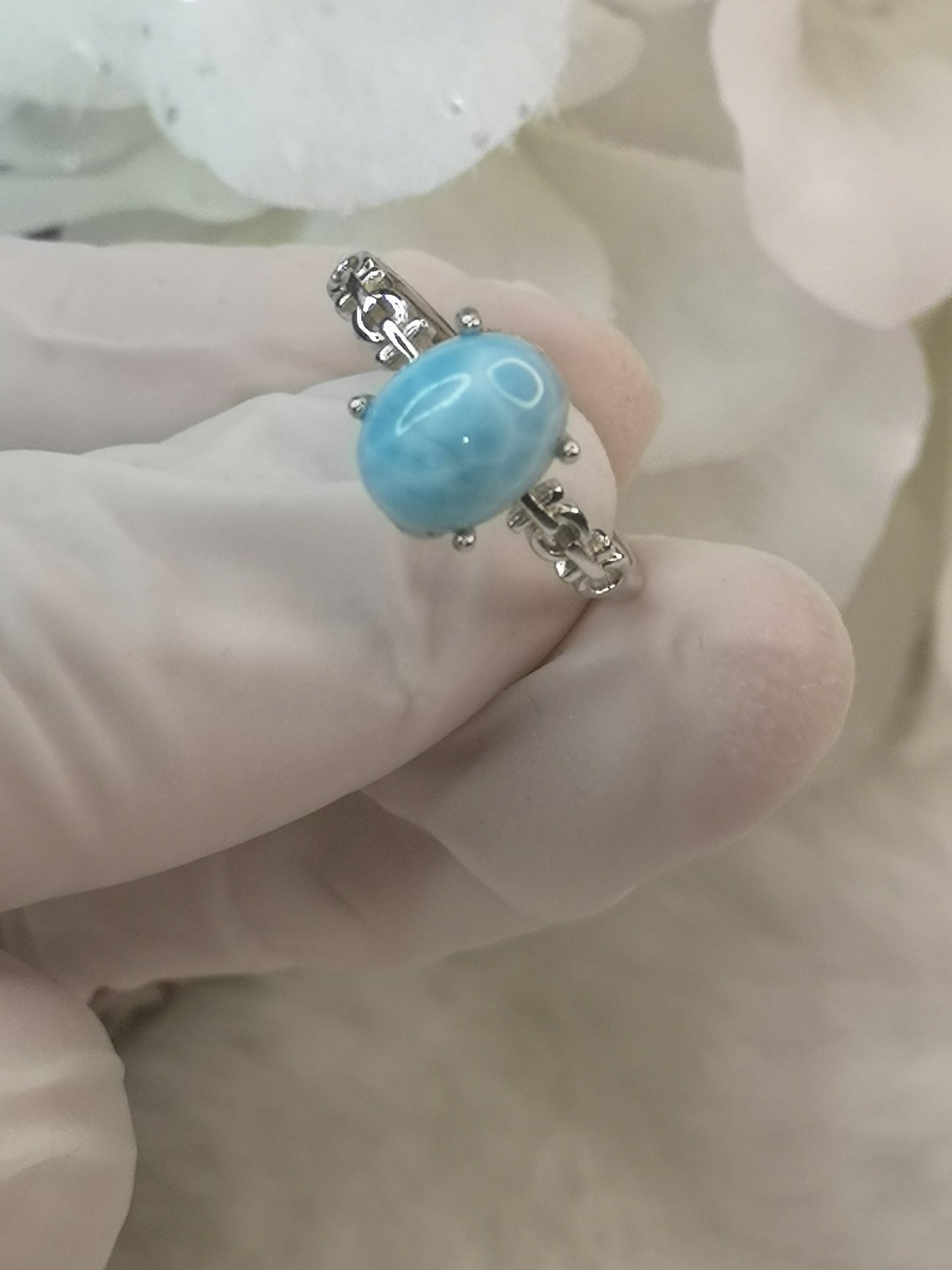 Larimar 925 Silber Ring, verstellbar