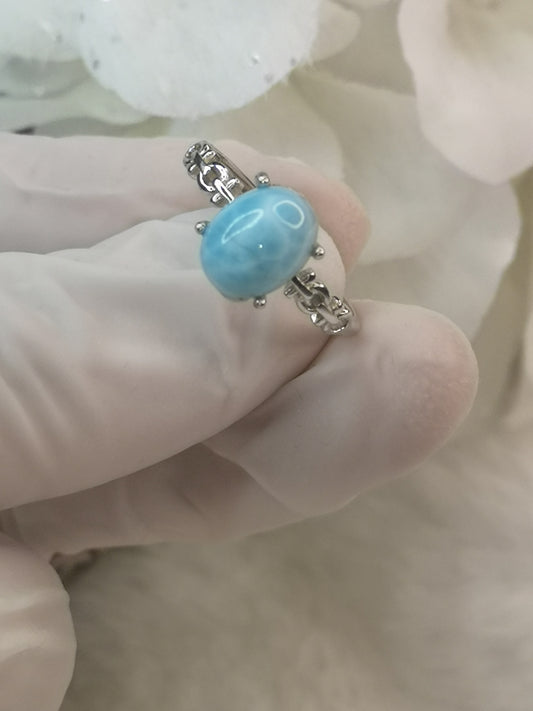 Larimar 925 Silber Ring, verstellbar