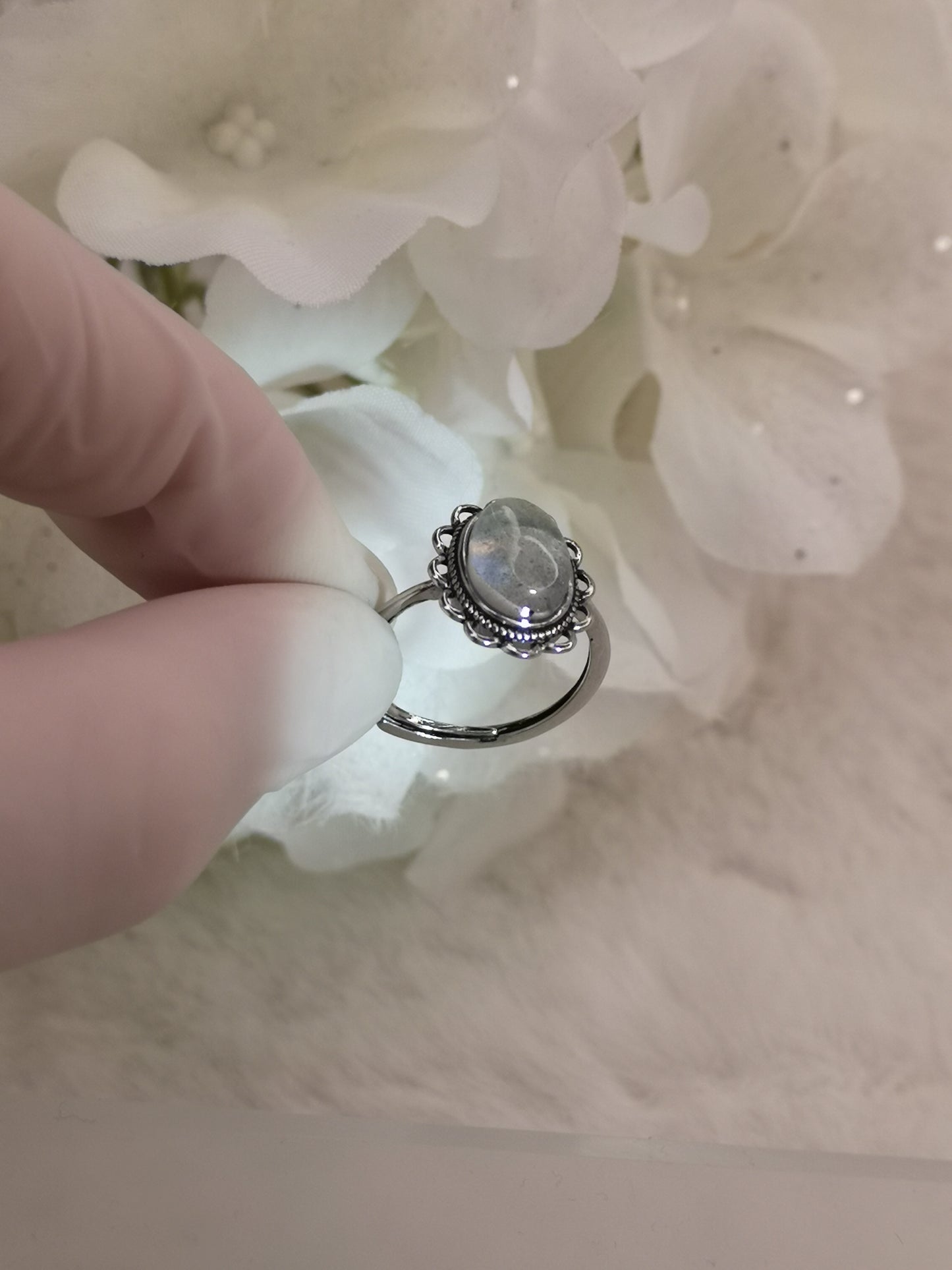 Labradorite Edelstein Kupfer Ring verstellbar