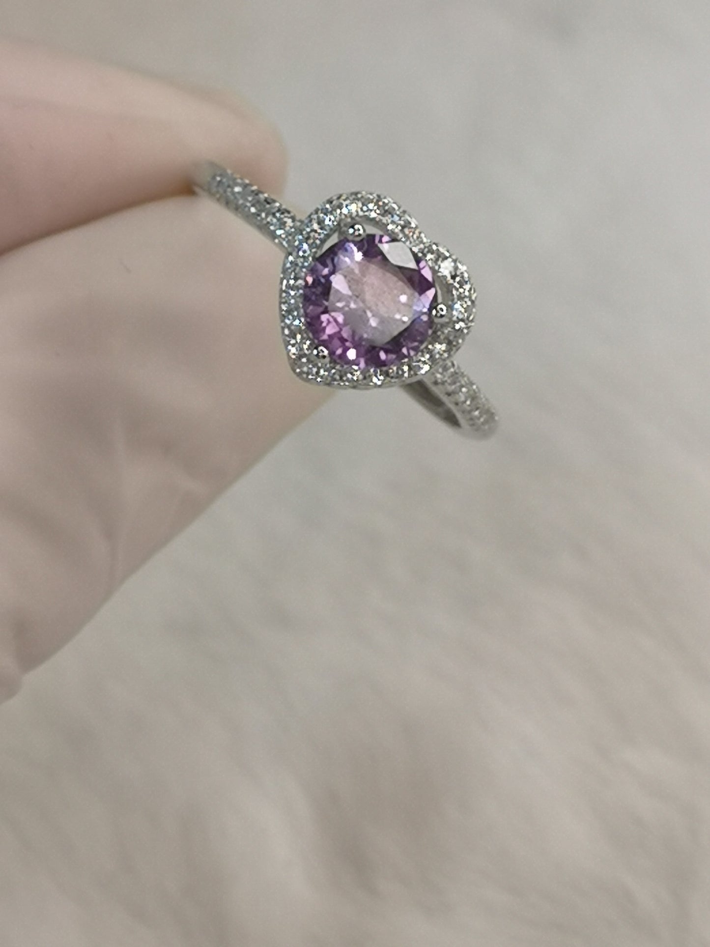 Amethyst Herz Kupfer Ring, verstellbar