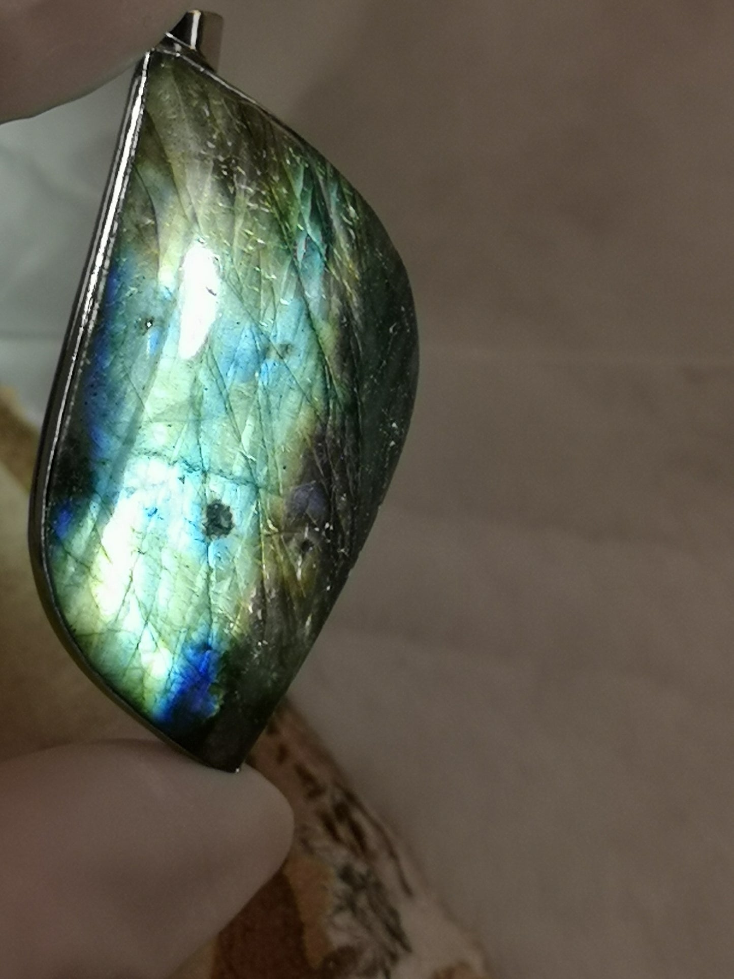 Labradorite Edelstein Tropfen, Kupfer Ketten Anhänger