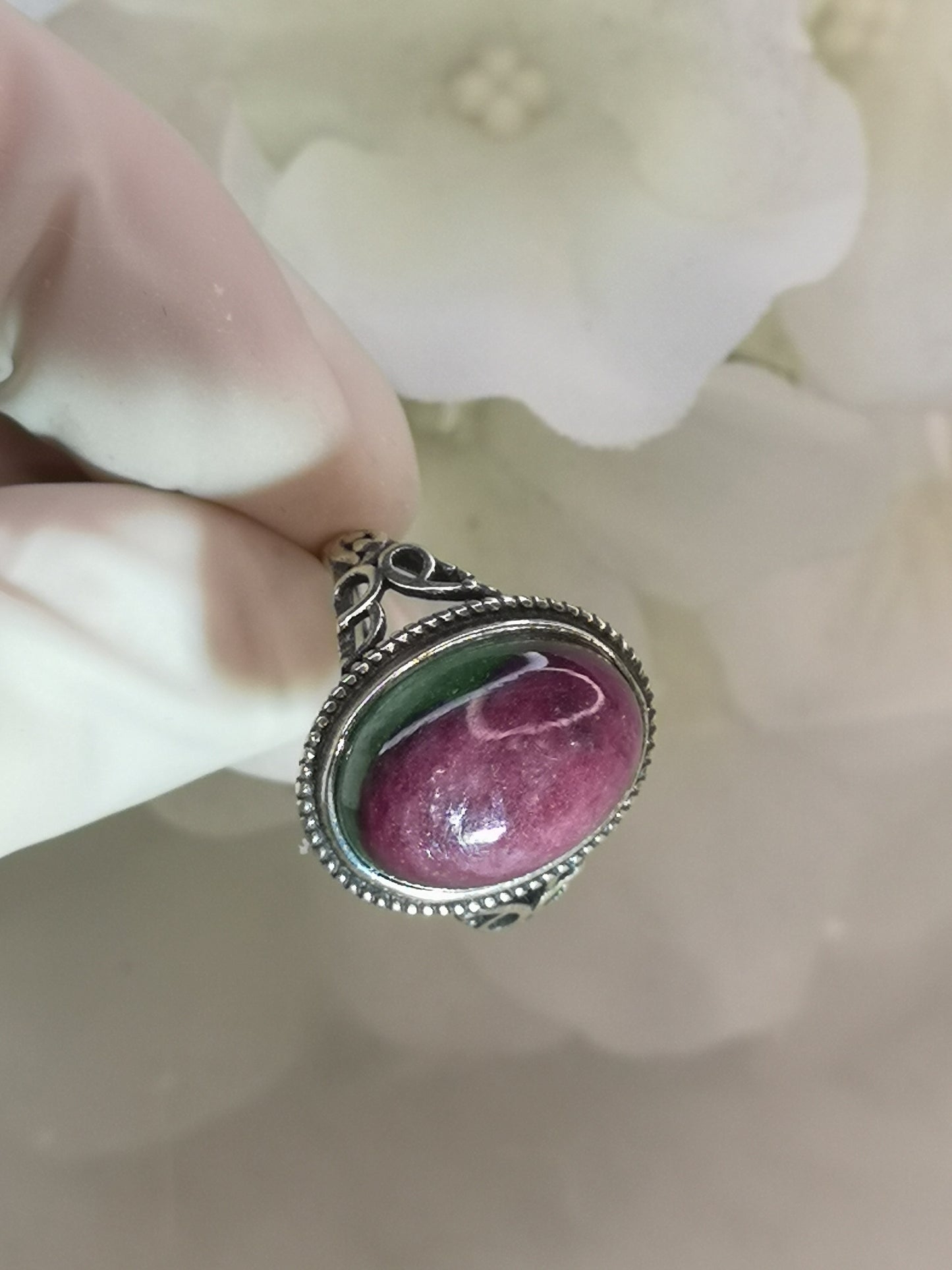 Rubin in Kyanite 925 Silber Ring verstellbar Edelstein Schmuck