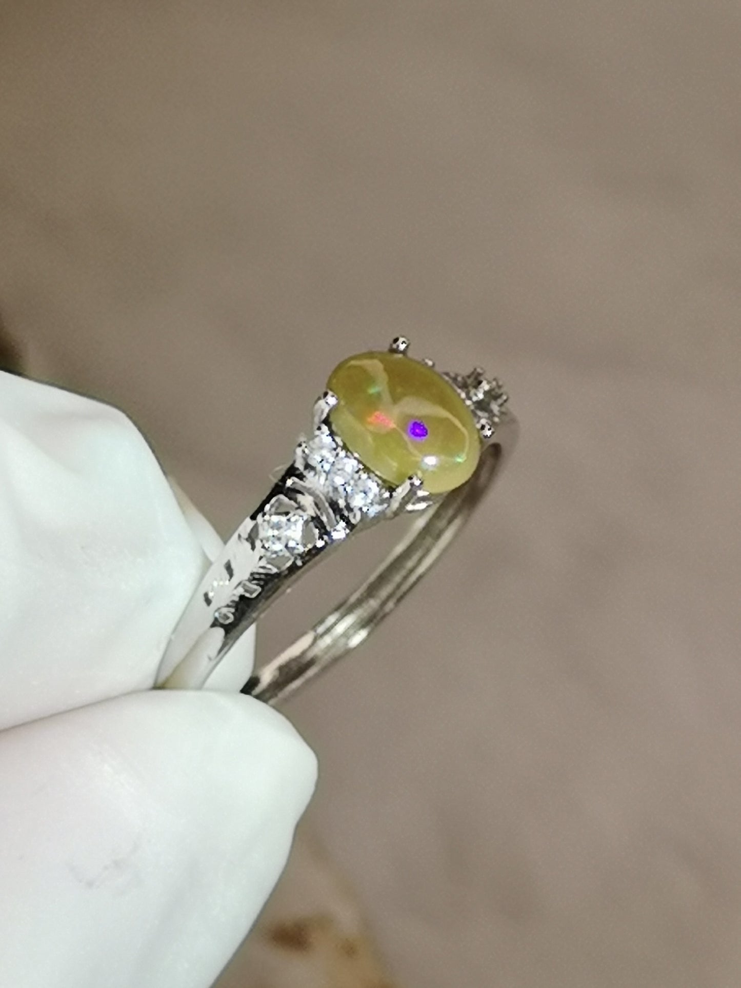 Opal Edelstein, Kupfer Ring, verstellbar