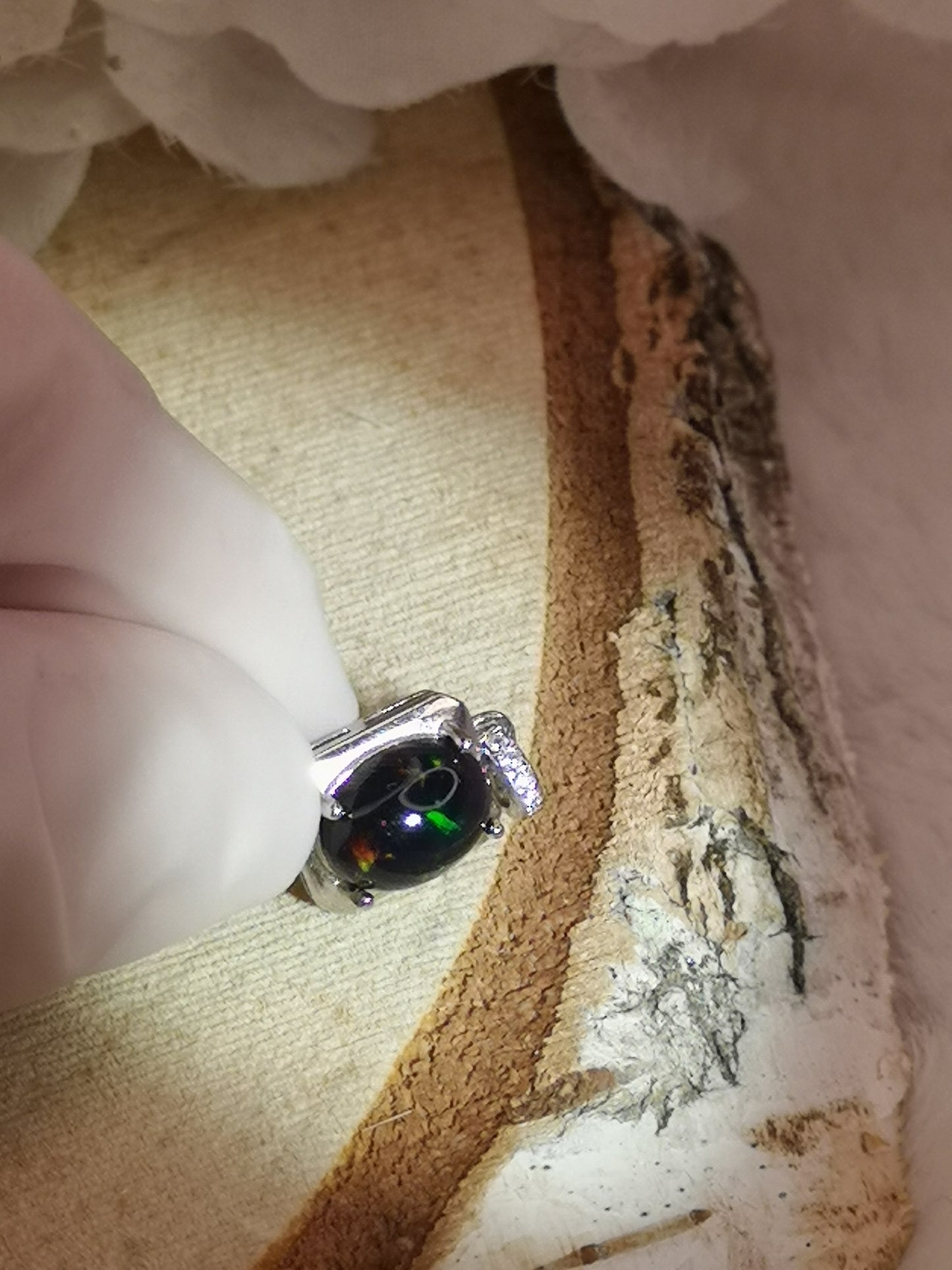 Black Opal Edelstein, 925 Silber Ketten Anhänger