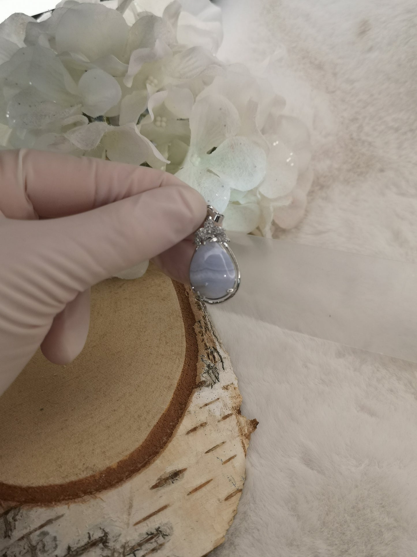 Blue Less Achat Edelstein, Kupfer Ketten Anhänger