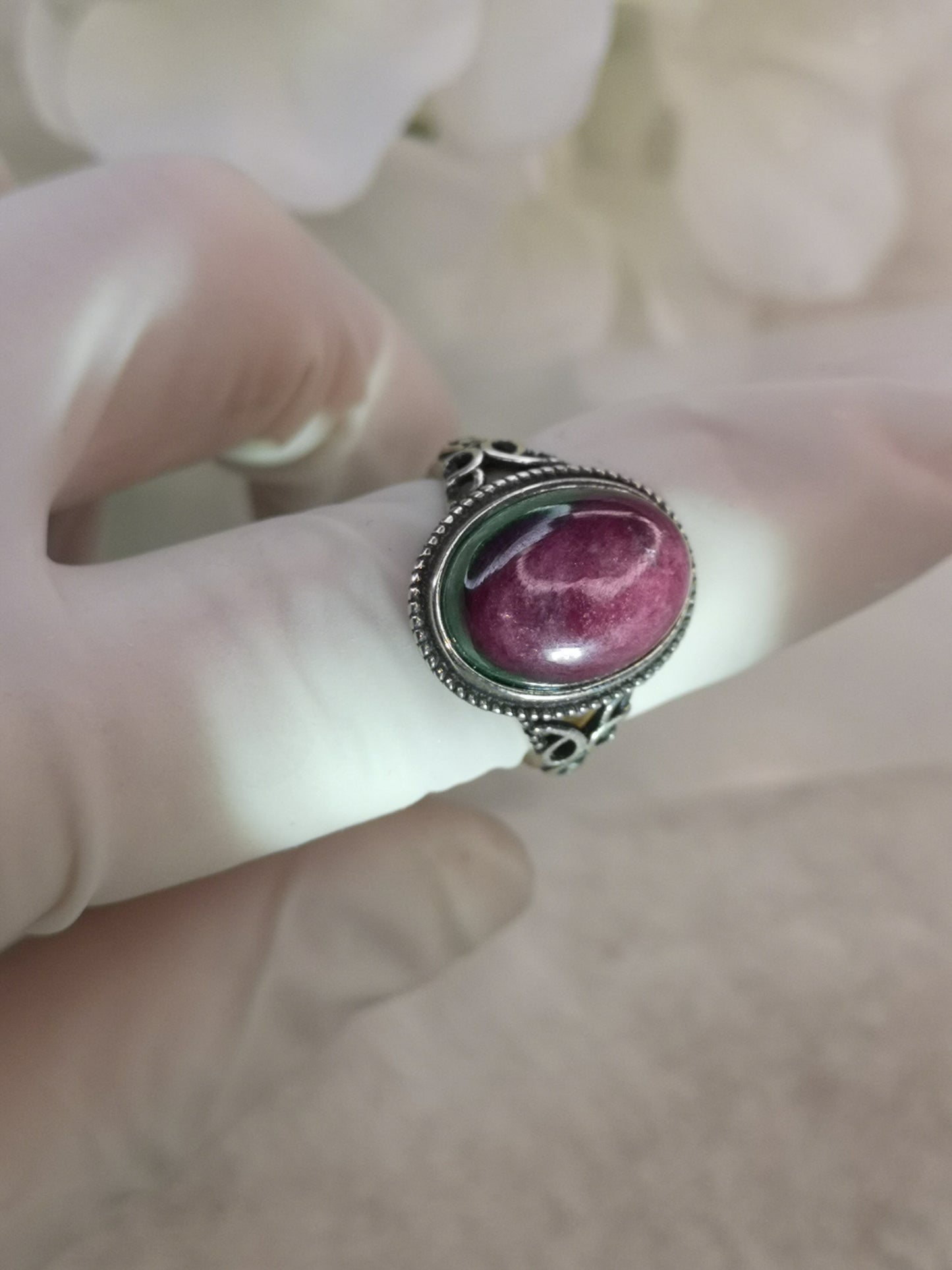 Rubin in Kyanite 925 Silber Ring verstellbar Edelstein Schmuck